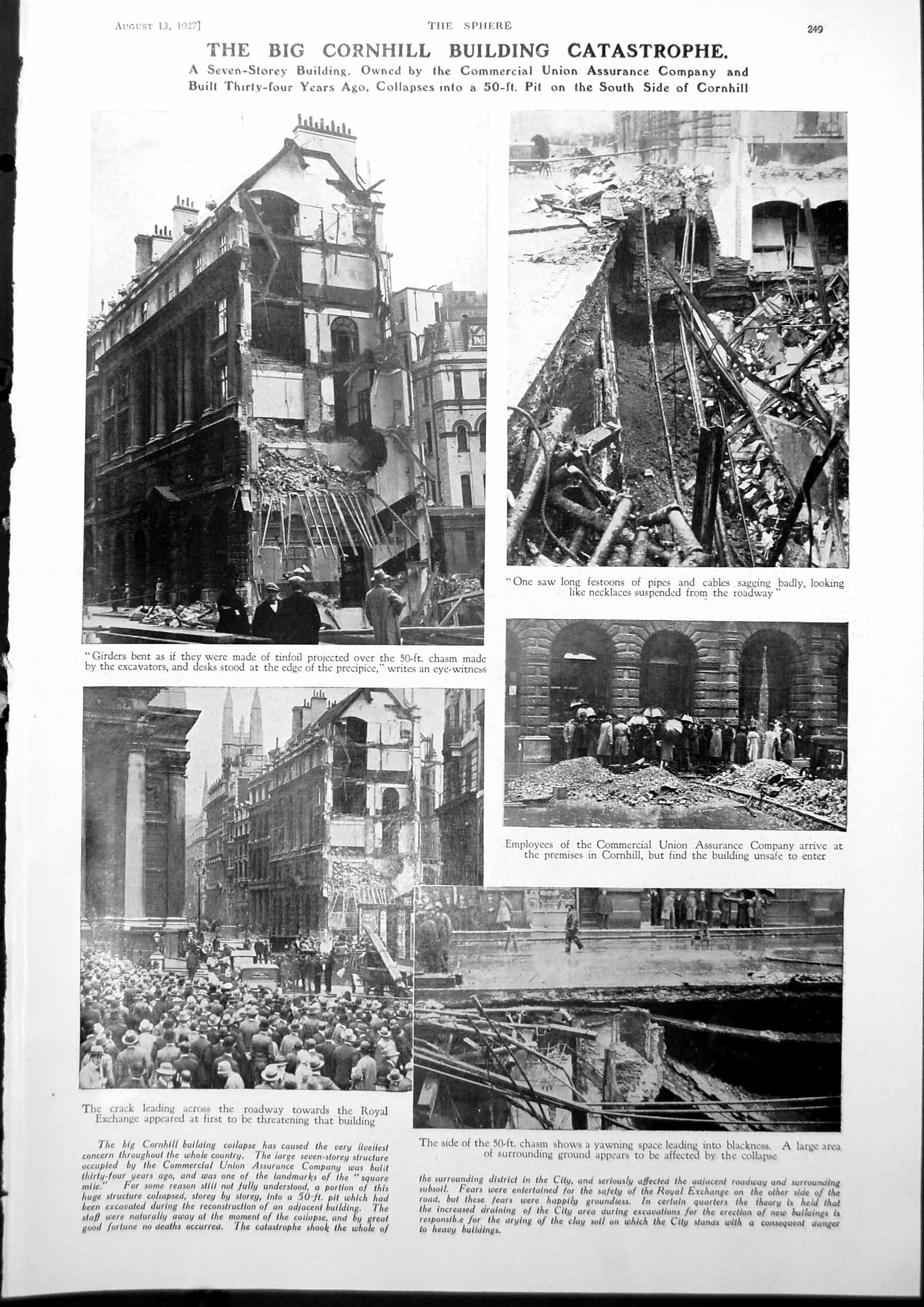 Old Cornhill Building Collapse Pipes Exposed William T Cosgrave 1927 20th