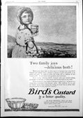 Antique Old Print Bird'S Custard And Little Girl Advert Womens Fashions 1927