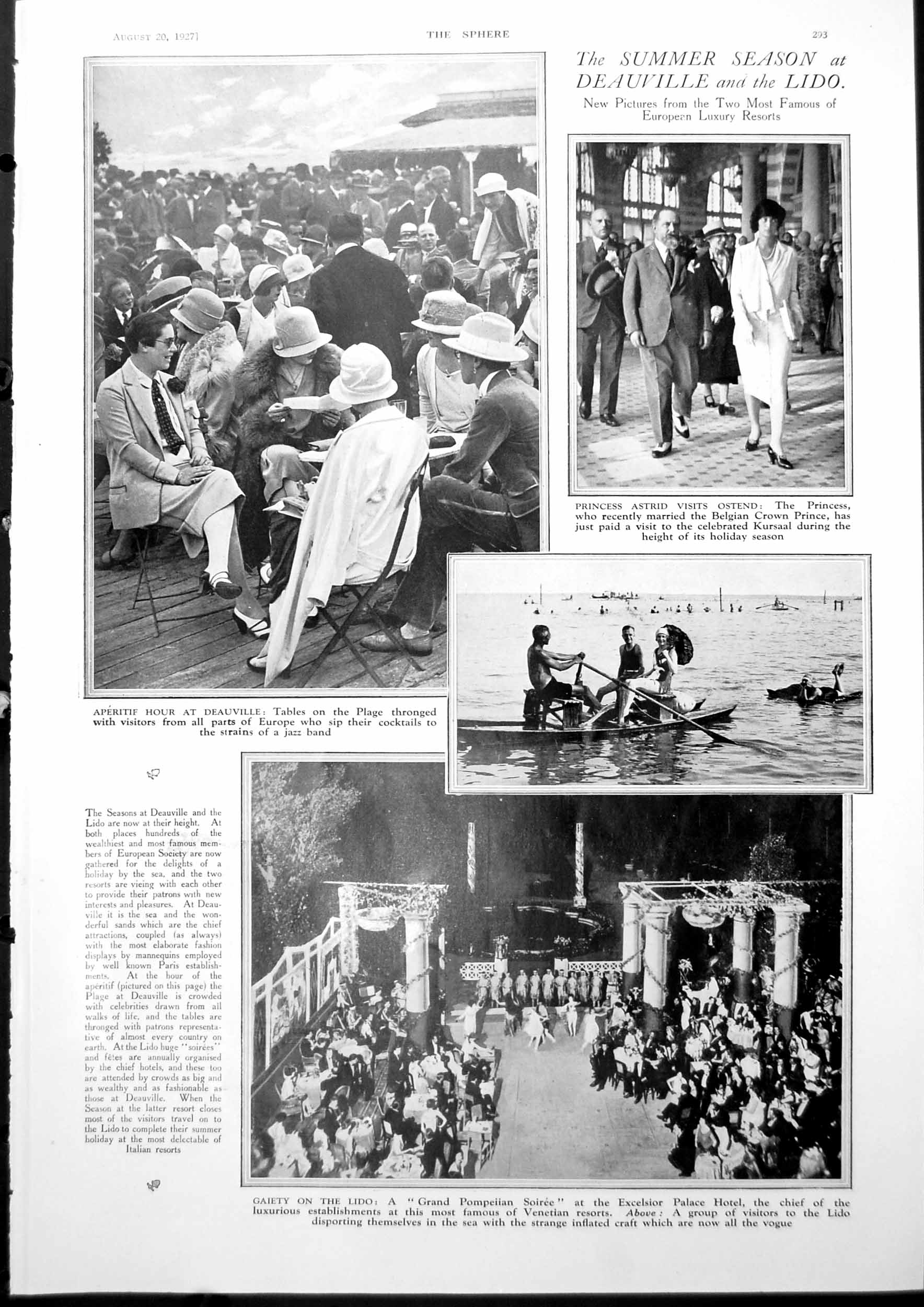 Antique Old Print Aperitif Hour Deauville Dancing Lido Dams Bhandardara 1927