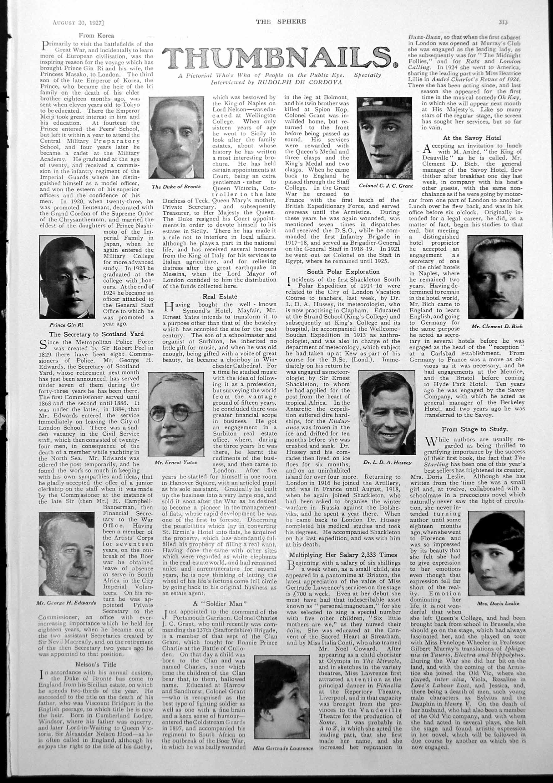Antique Old Print Thumbnail Portraits Prince Gin Ri Wool Bathing Suits 1927