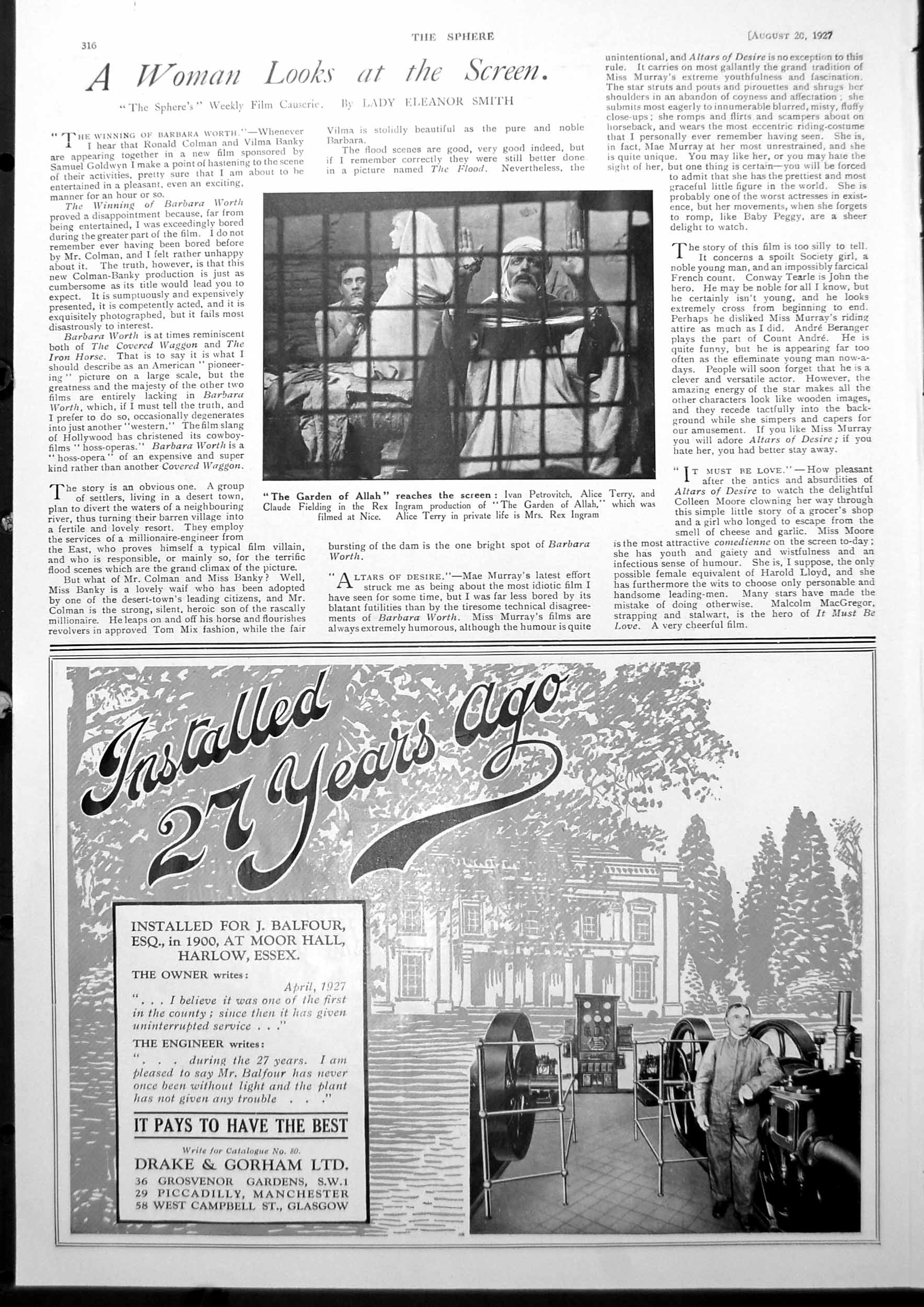 Antique Old Print Garden Allah Reaches Screen Filmed Nice People Praying 1927