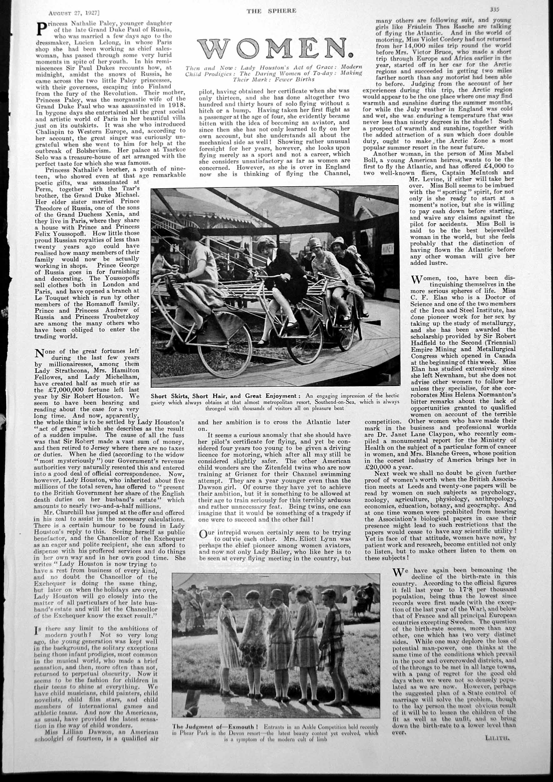 Antique Old Print Southend-On-Sea Cycling Roundabaout Chateau Marmont 1927 20th