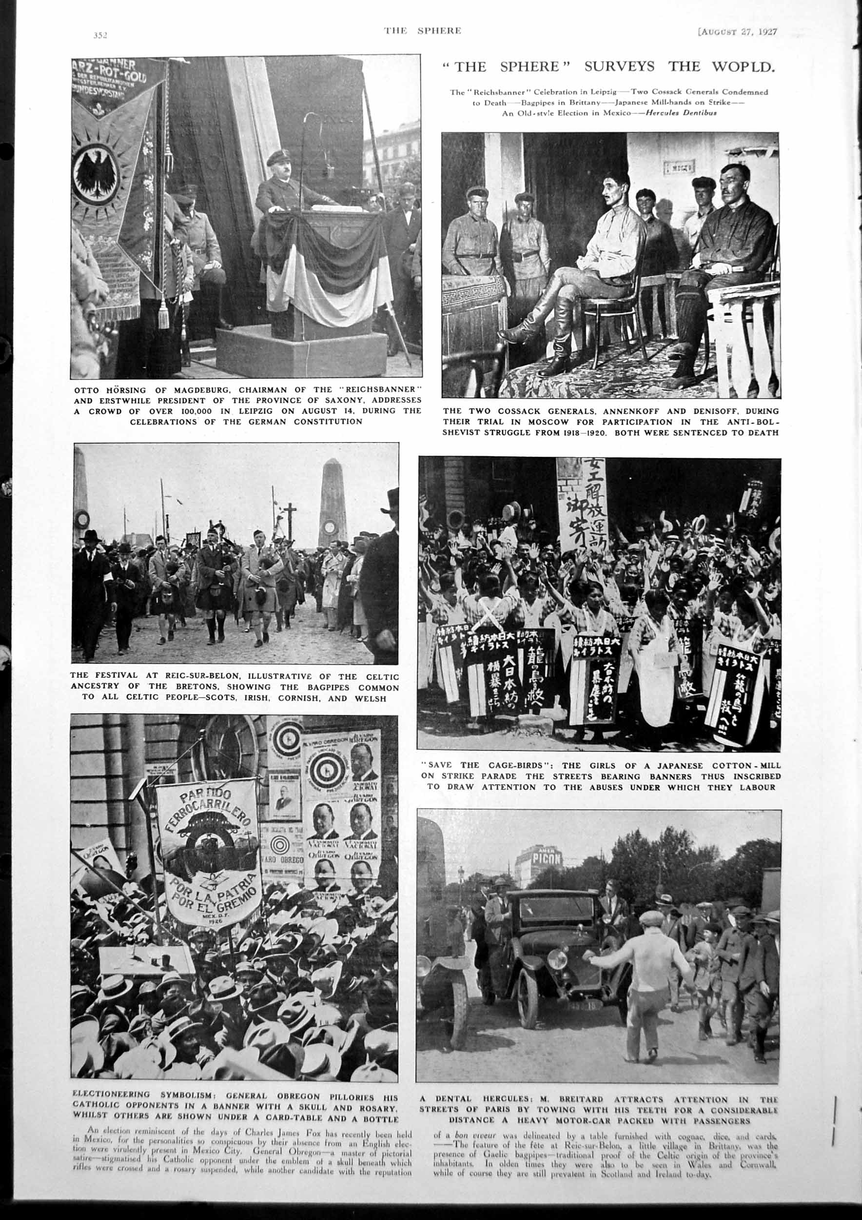 Old Print Japanese Cotton Mill Girls Strike News Thumbnail Portraits 1927 20th