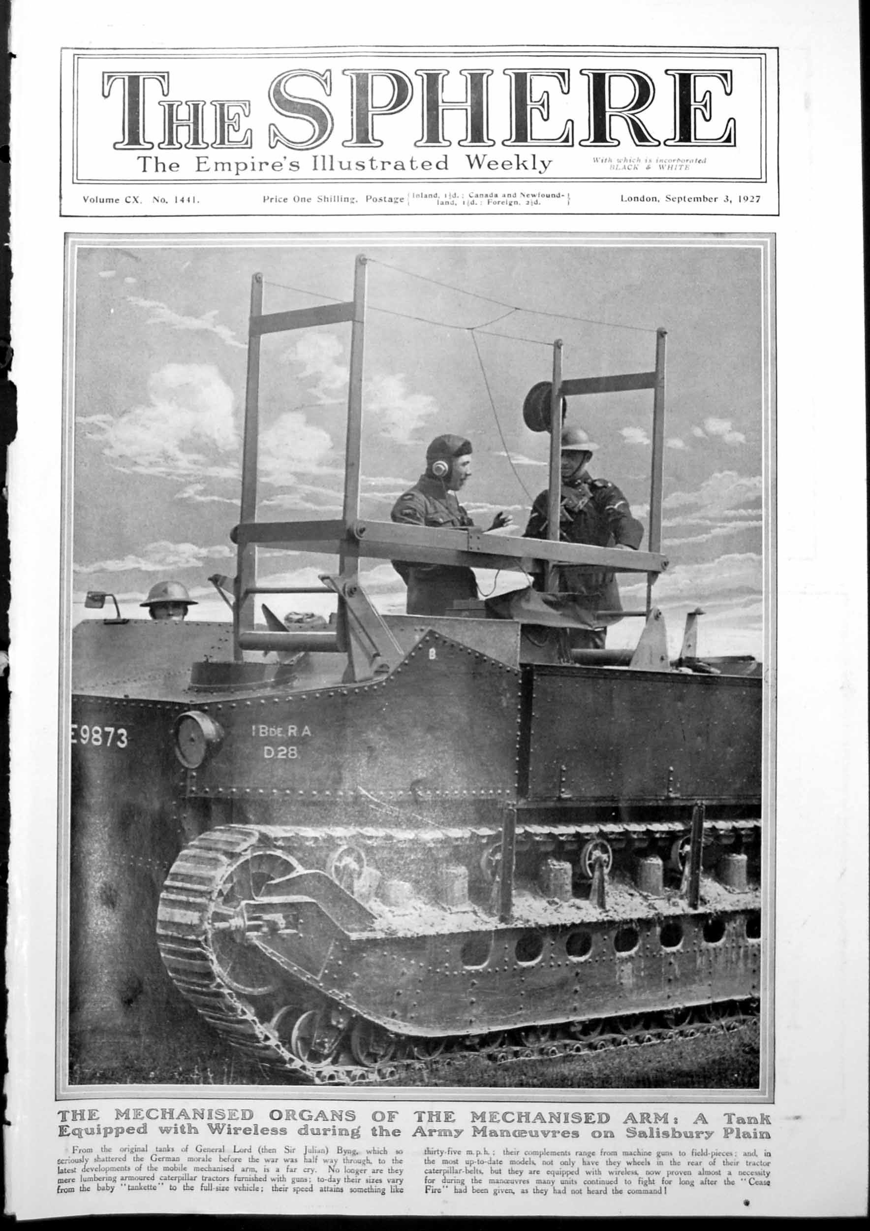 Old Print Tank With Wireless Salisbury Plain Anonymous Street Artist 1927 20th