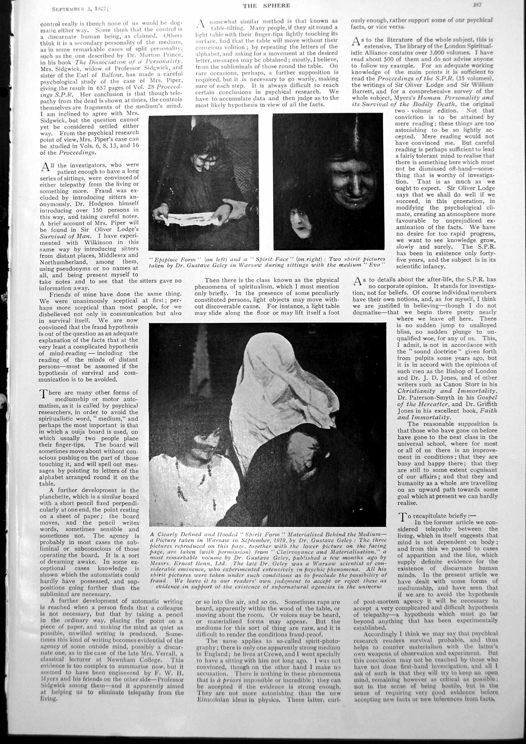 Antique Old Print Spirit Pictures Taken Warsaw Thumbnail Portraits News 1927