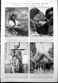 Antique Print Ainu Girl Tattooed Moustache Hook Swinging Festival News 1927