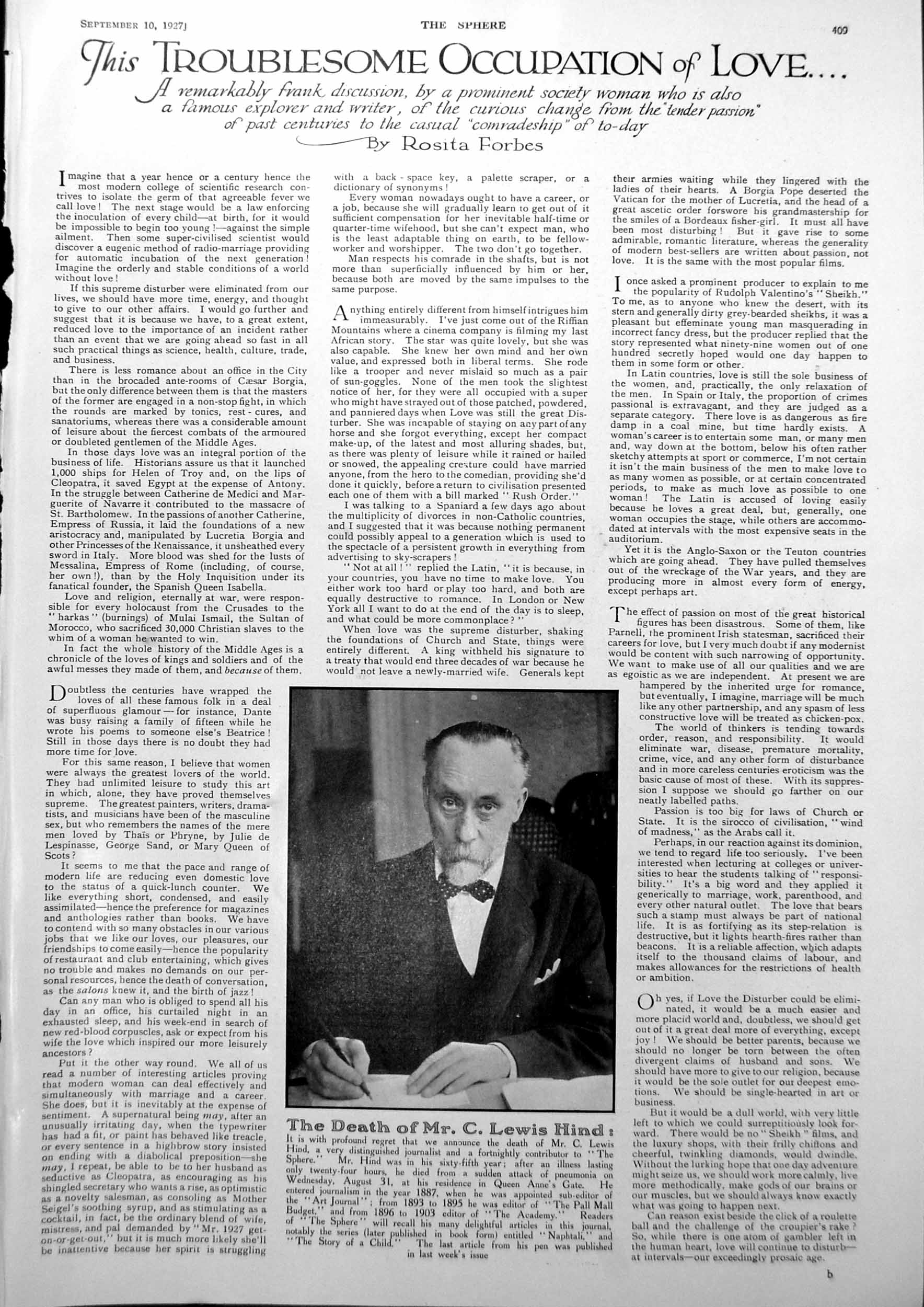 Antique Old Print Mr C Lewis Hind Journalist Mr Aj Cook Miners' Leader 1927