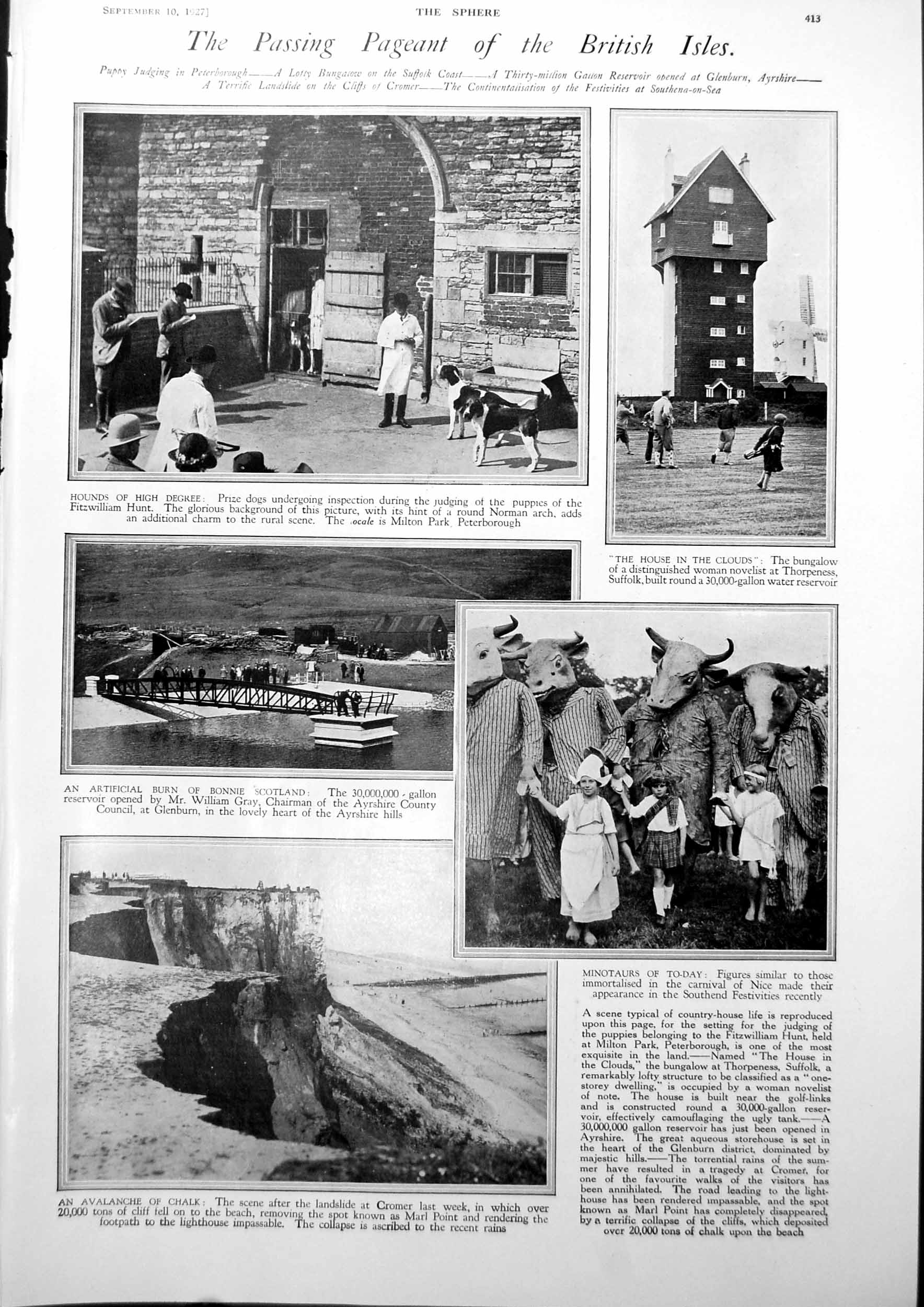 Antique Print House In The Clouds Cromer Landslide Mre Leslie Hamilton 1927