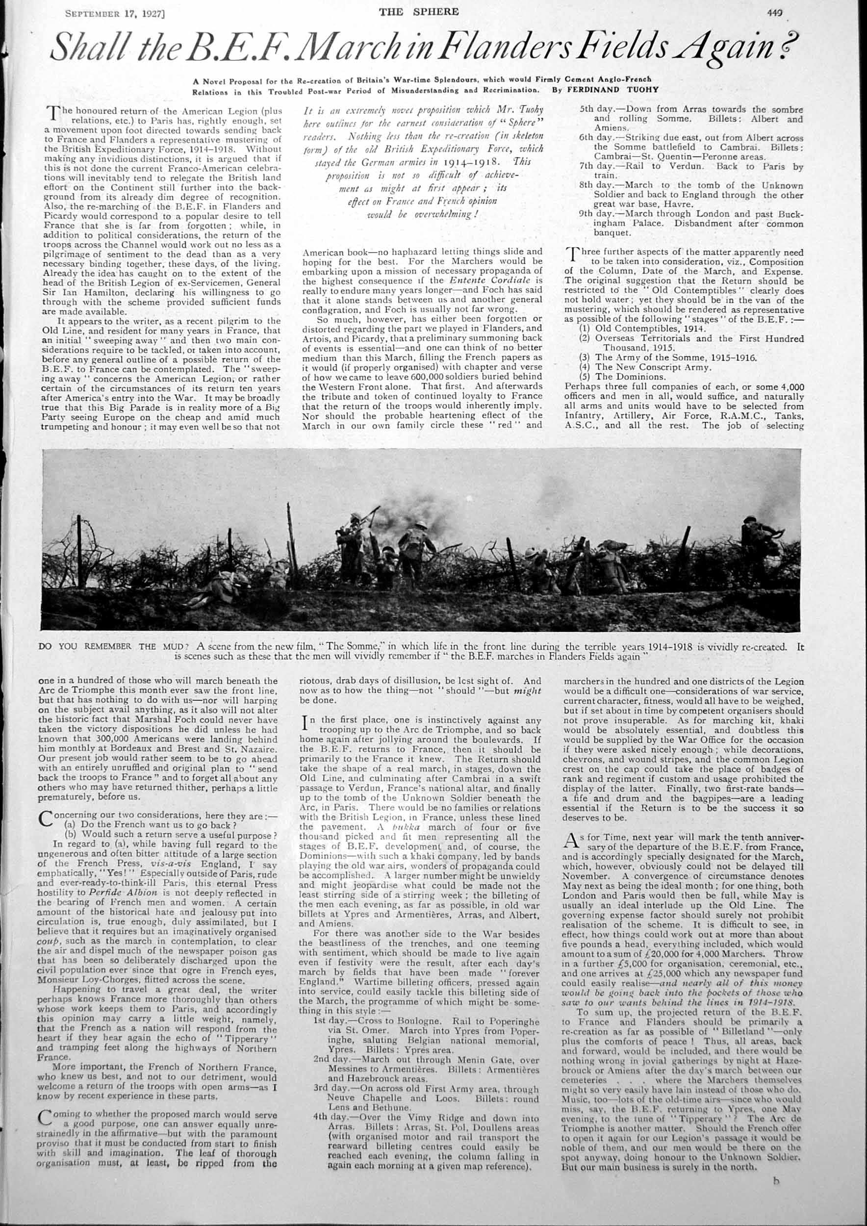 Old Print Scene Front Line Somme Film Trail Riders Canadian Rockies 1927 20th