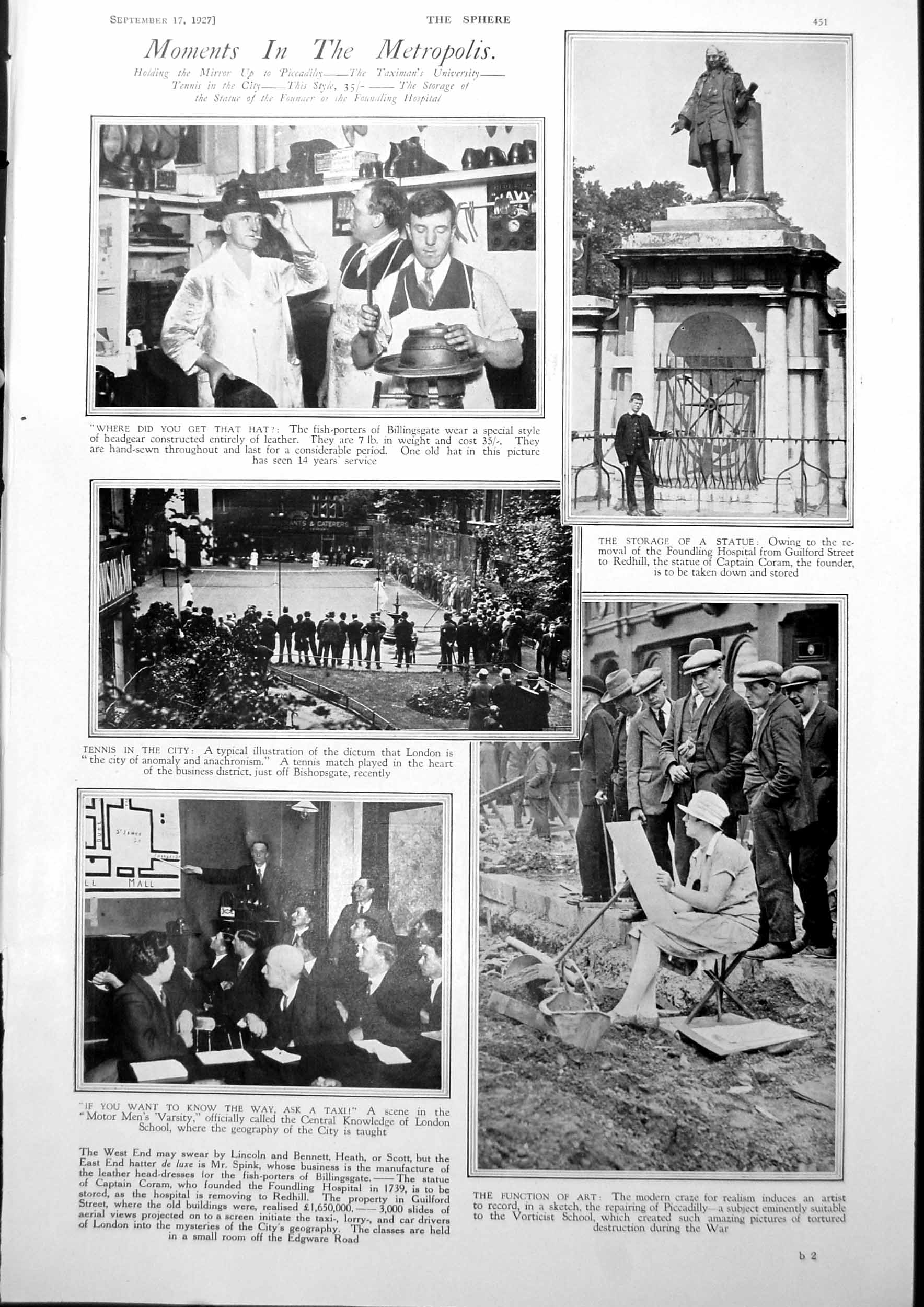 Old Print Artist Drawing Street Piccadilly News Dog-Racing Harrigay 1927 20th