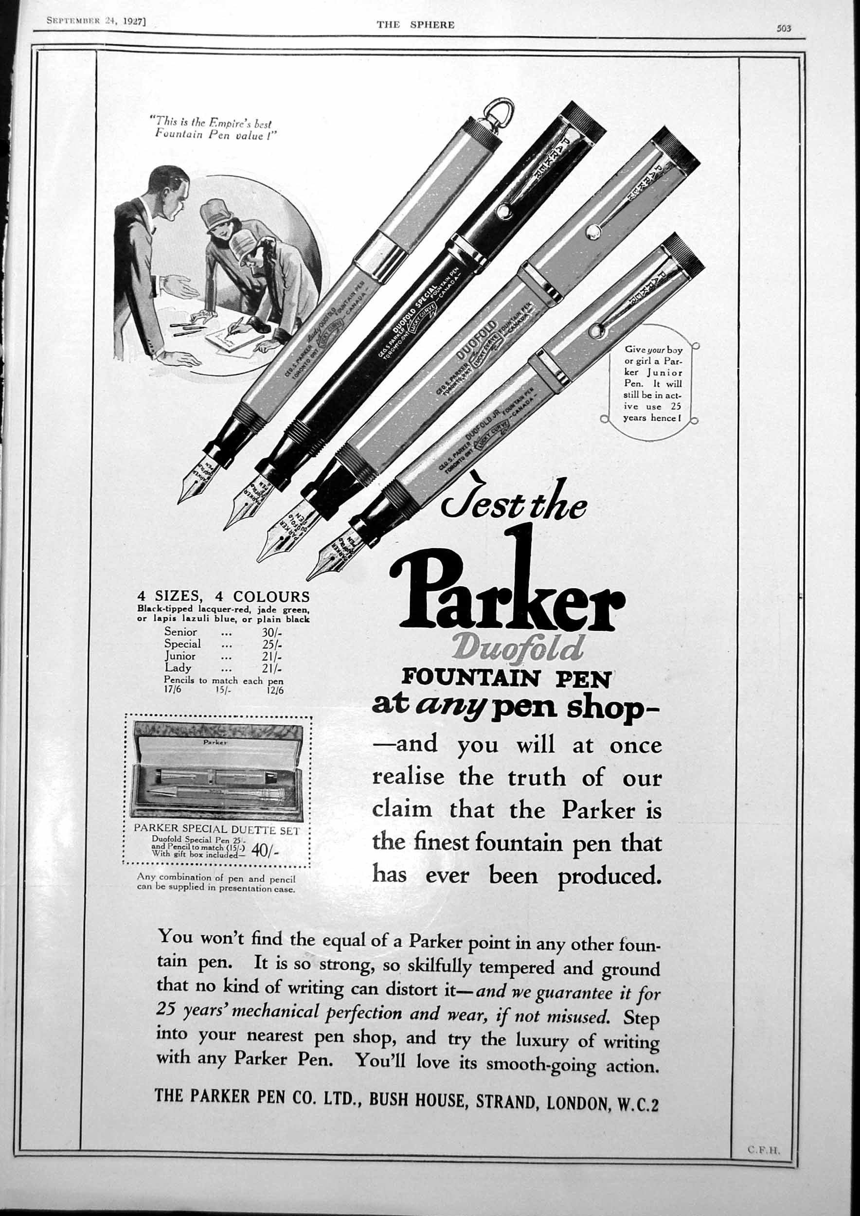 Antique Print Parker Pen Advert Dunlop Rubber Tennis Golf Balls Tyres 1927 20th