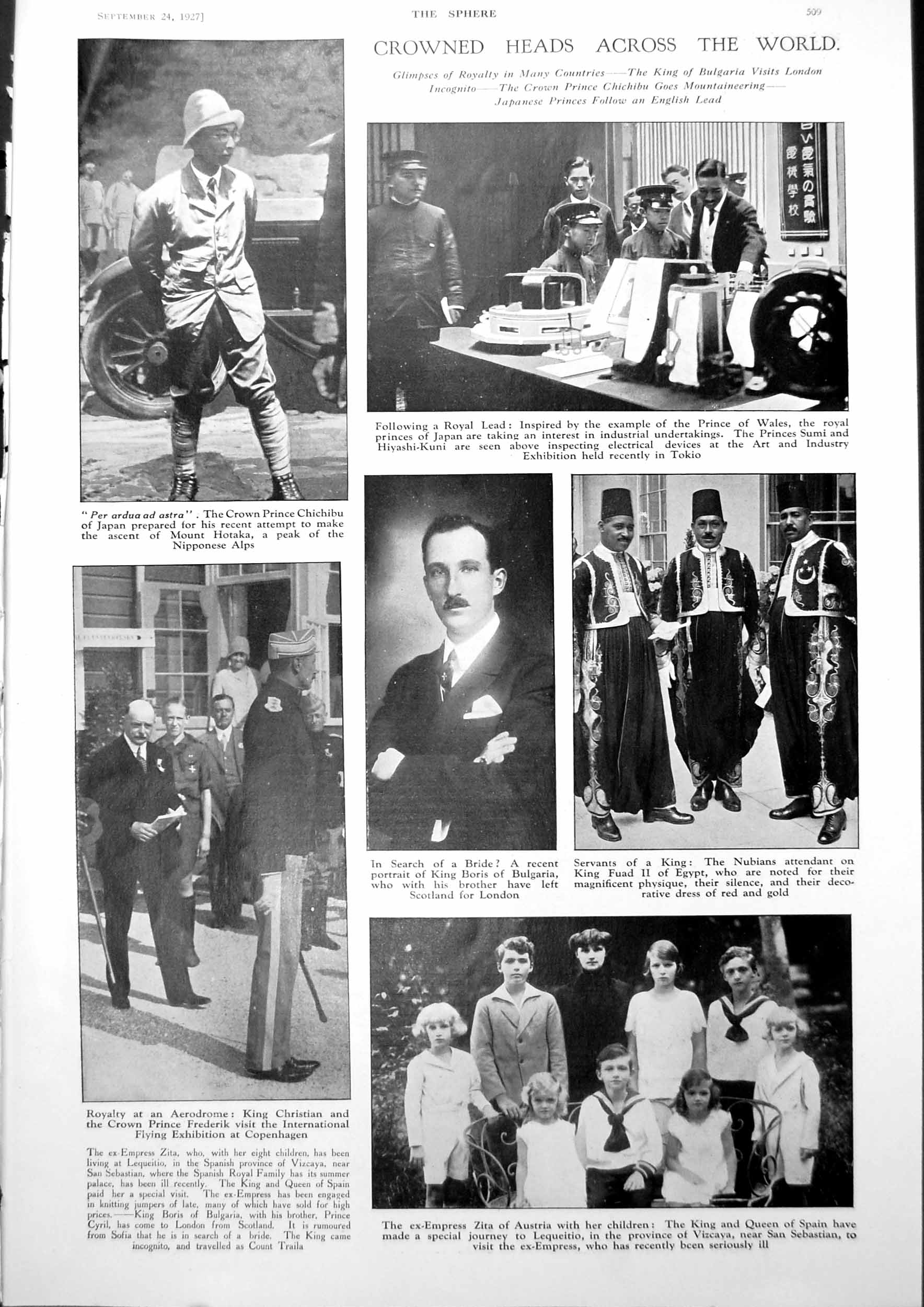 Antique Print Crowned Heads Across The World Kings Thumbnail Portraits 1927