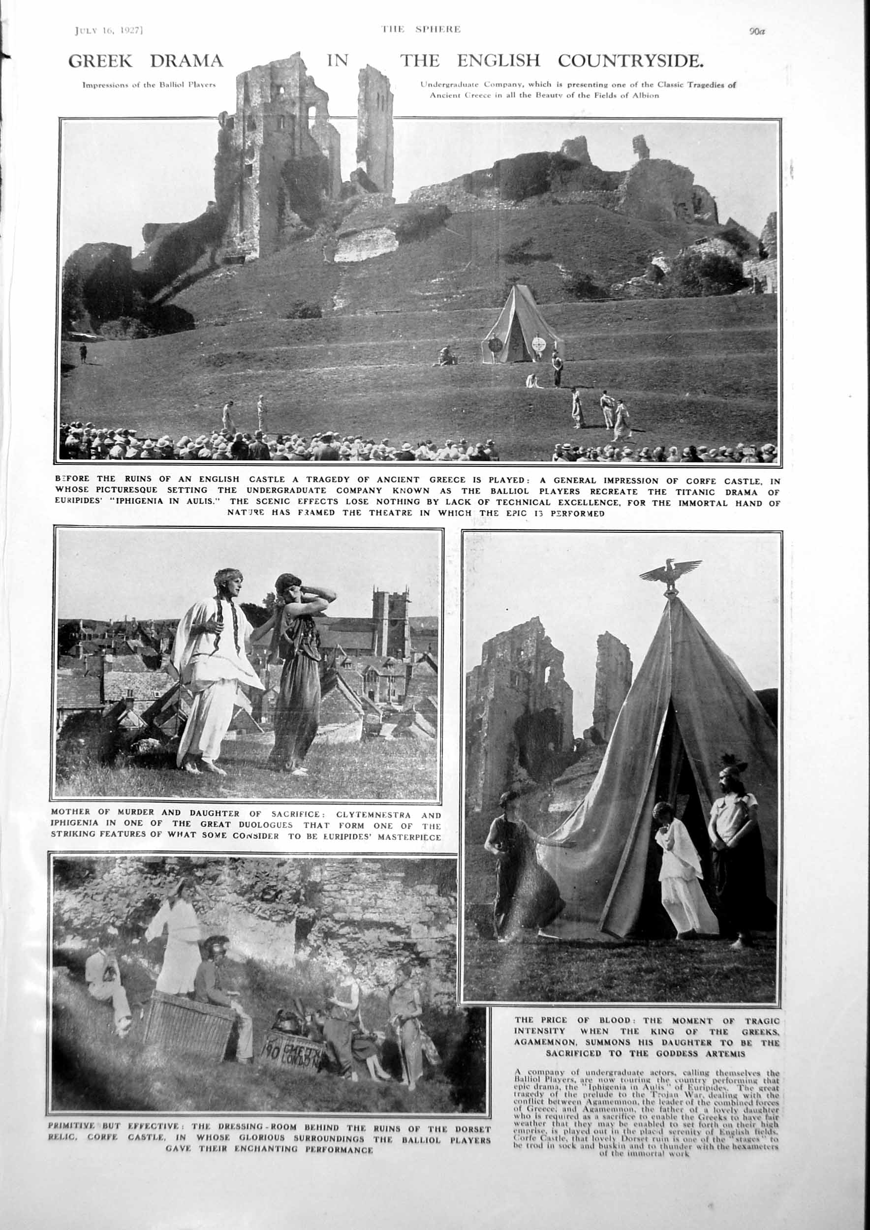Antique Print Greek Drama Corfe Castle Advertising Convention Olympia 1927 20th