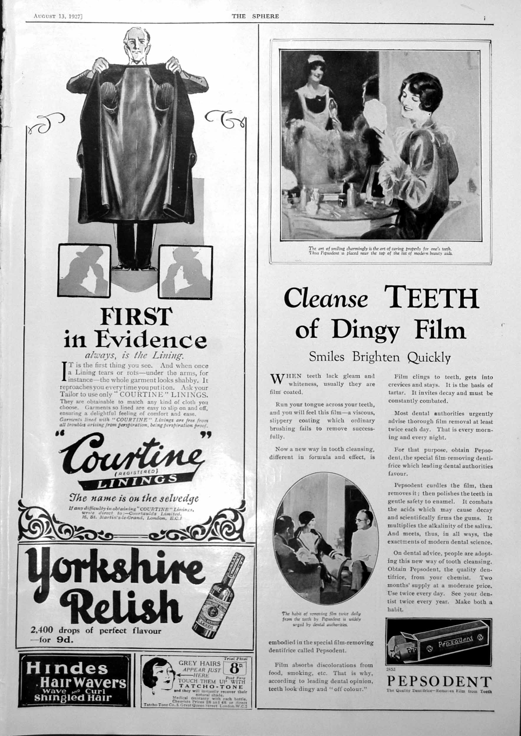 Antique Print Courtine Coat Lining Pepsodent Adverts Miniature Bugatti 1927