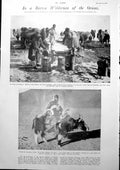 Antique Old Print Oasis Desert Camels Water Casks Yak Telegraph Coach 1927 20th