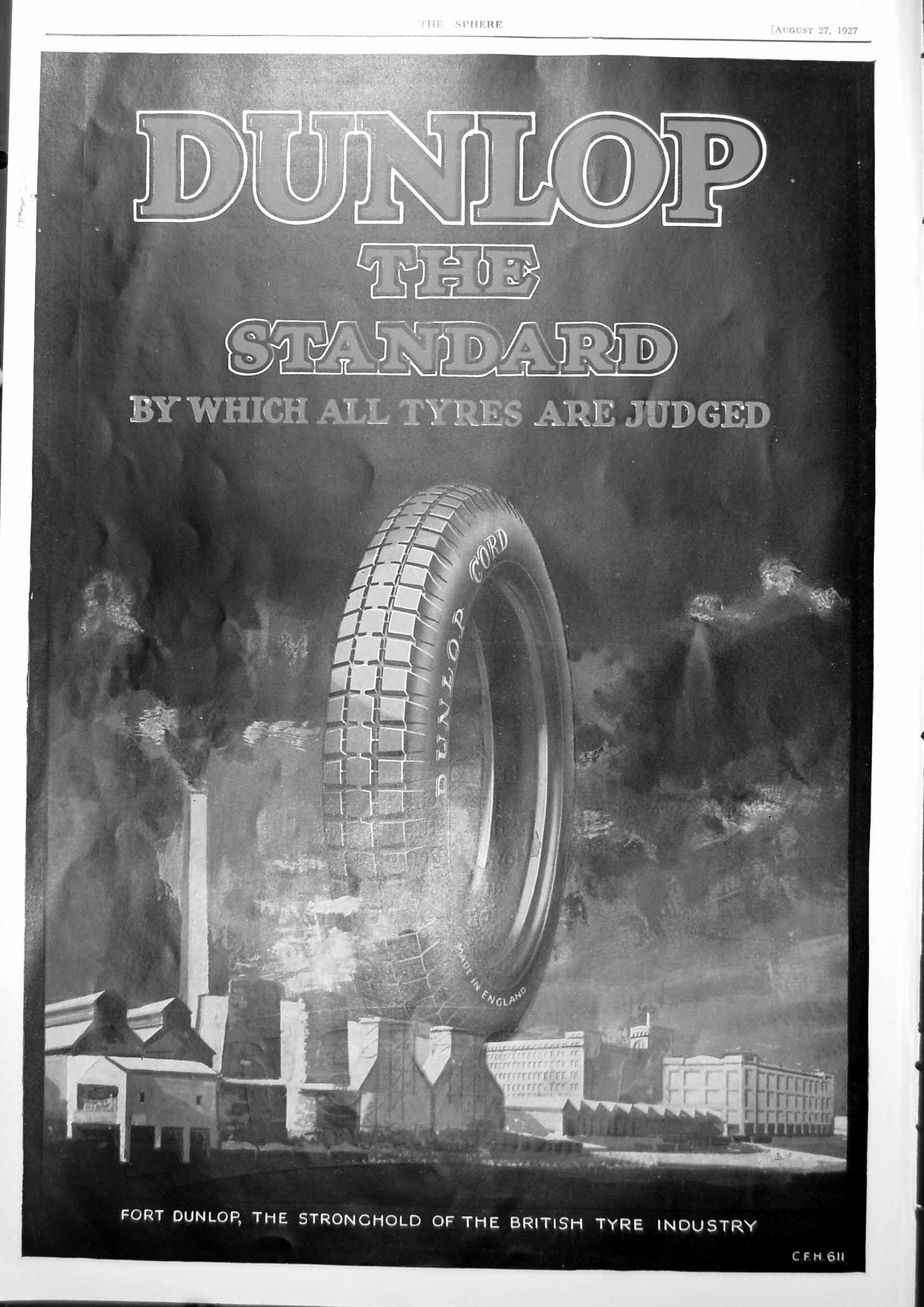 Old Vintage Print Dunlop Tyre Advert Factory Craven Mixture Tobacco 1927 20th
