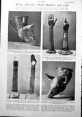 Antique Old Print Rhyton Drinking Horn Hands Blessing Hawkings Mill Rye 1927