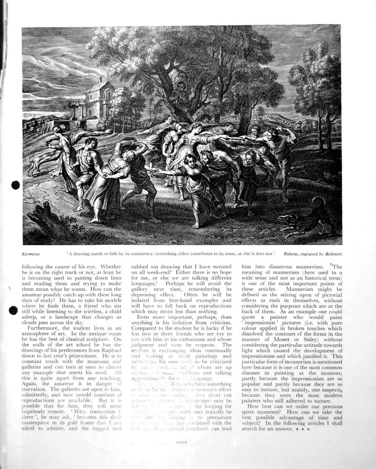Old Print Kermesse Rubens Engraved Bolswert Psychology Book Design C1952 0 20th