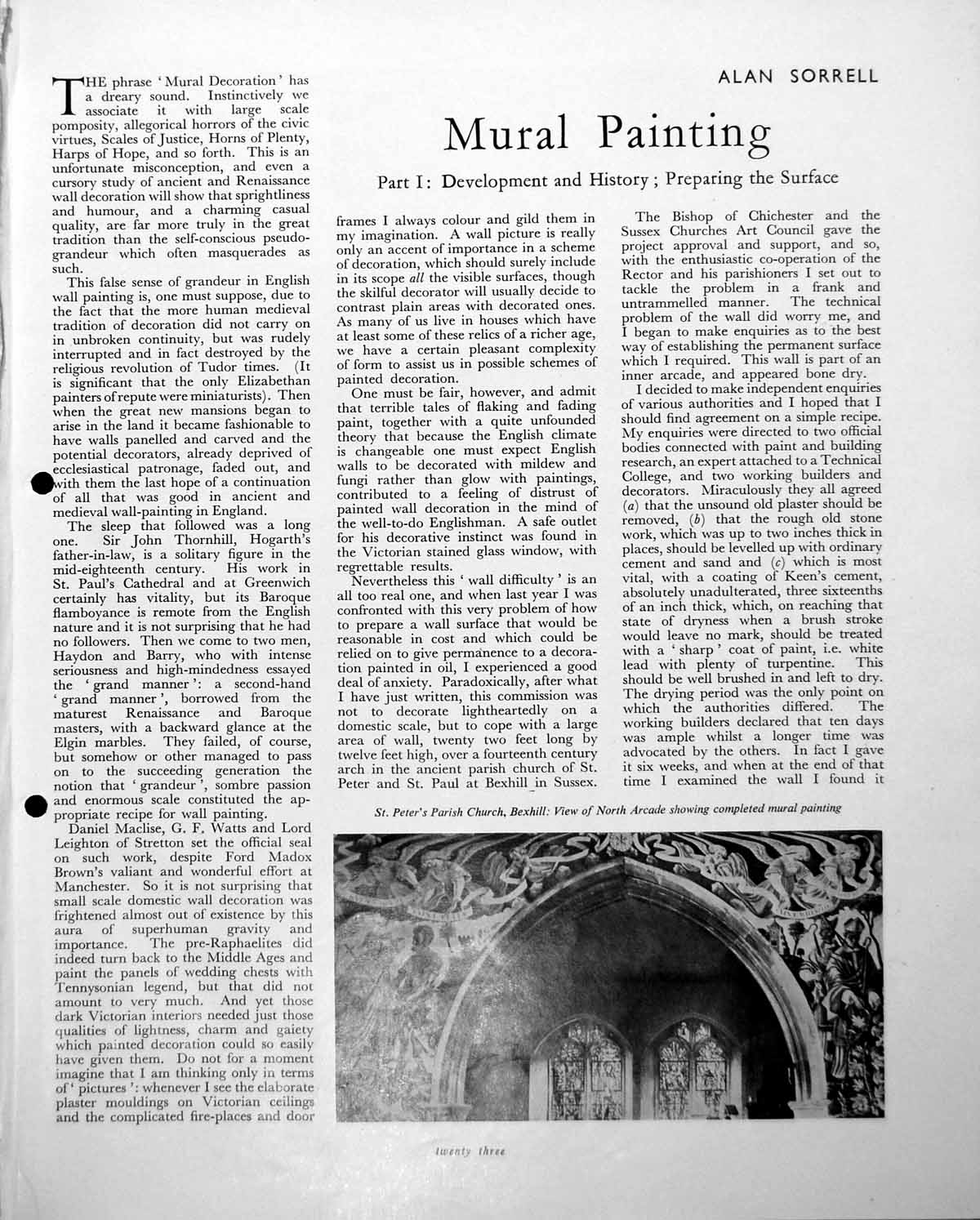 Old St. Peter'S Church Bexhill Mural Allan Sorrell Festival Ship C1952 0 20th