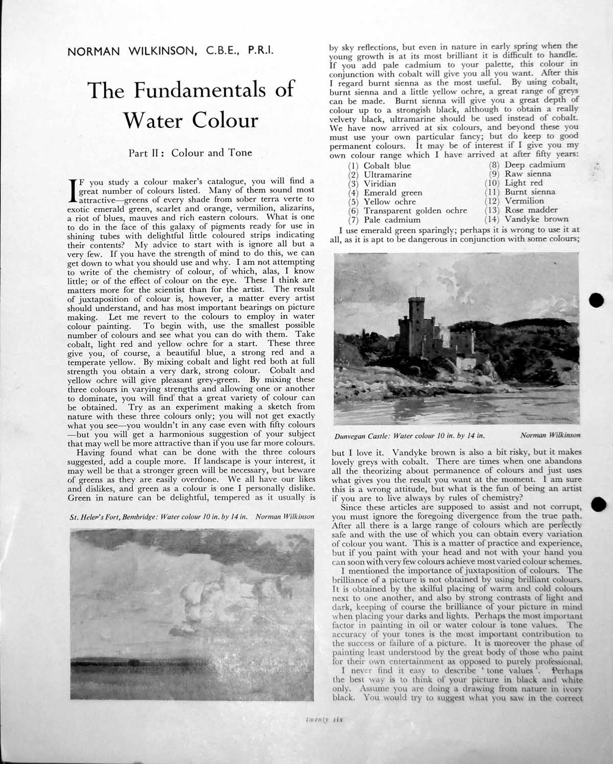 Old Vintage Print Dunvegan Castle Norman Wilkinson St. Helen'S Fort C1952 20th
