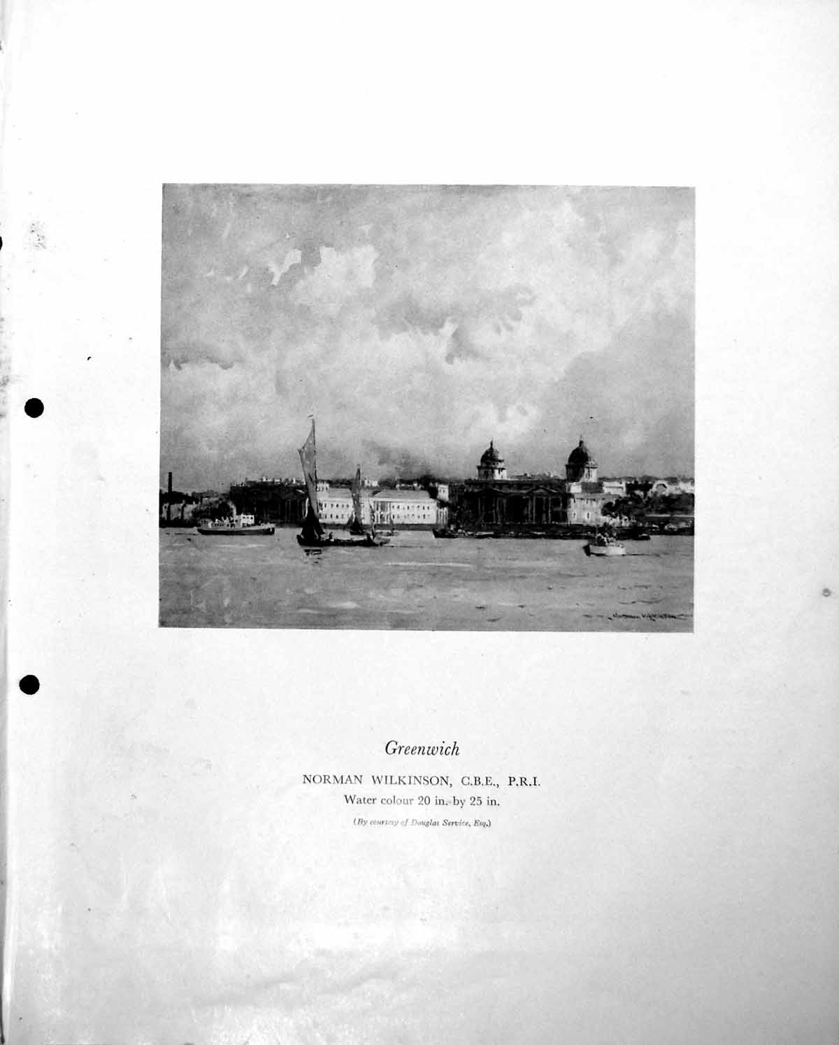 Old Print Greenwich Norman Wilkinson Grand Harbour Malta N Ireland C1952 0 20th
