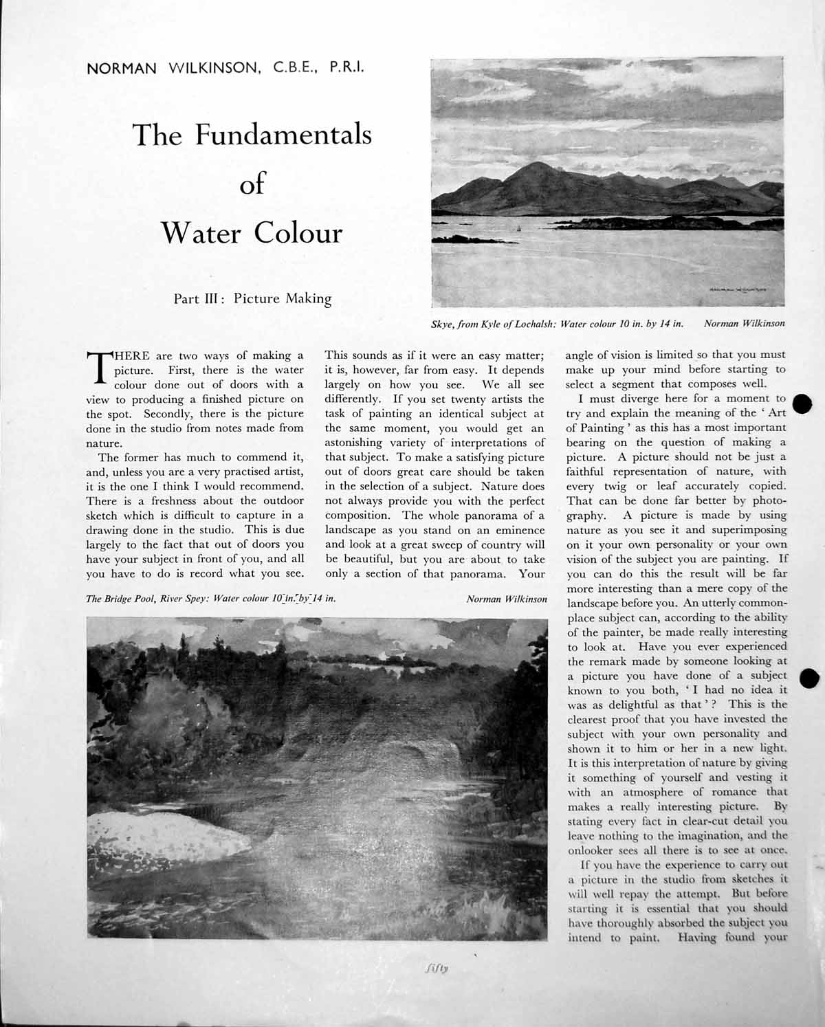 Antique Old Print Skye From Kyle Lochalsh Norman Wilkinson River Spey C1952