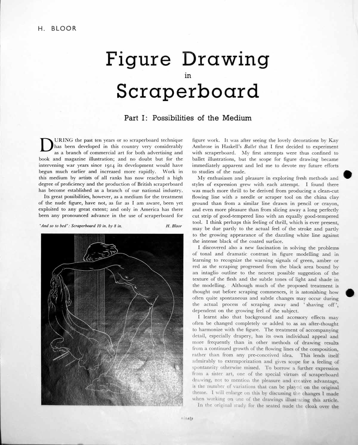 Old Vintage Print Scraperboard And So To Bed Naked Woman Nightdress C1952 20th