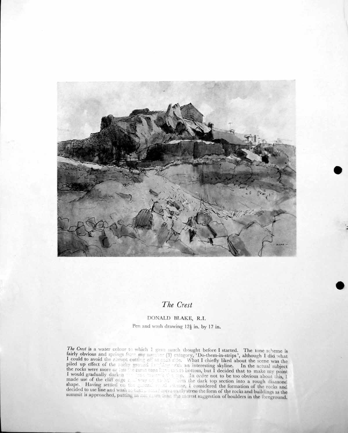 Antique Old Print The Crest Donald Blake Composition Its Importance C1952 0 20th