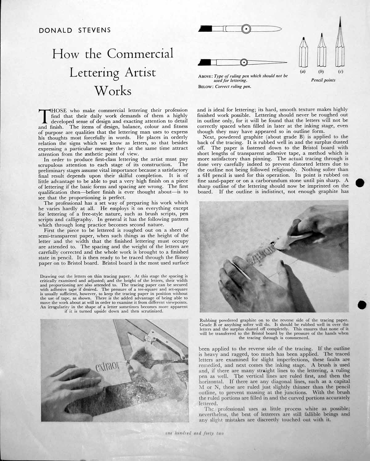 Old Vintage Print How The Commercial Lettering Artist Works Tools C1952 20th