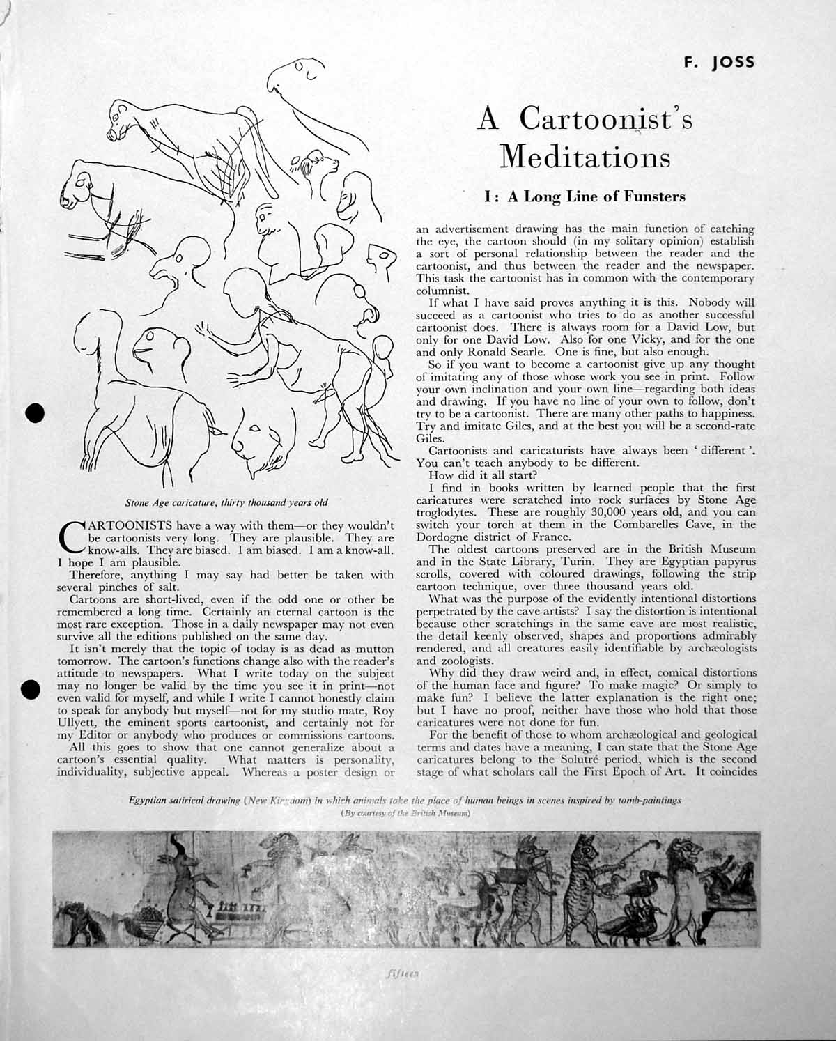 Old Print Stone Age Caricature Egyptian Satirical Drawing Hogarth C1952 20th