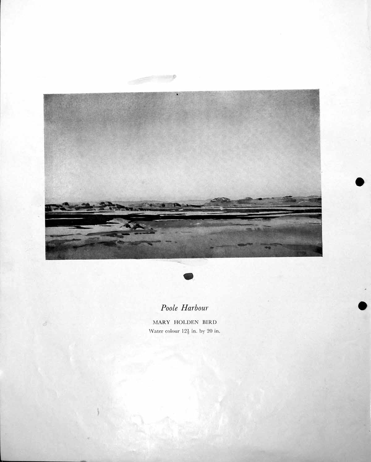 Original Old Vintage Print Poole Harbour Mary Hen Bird Landscape Wide Sky C1952