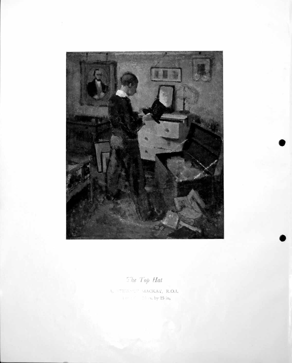 Antique Old Print The Top Hat Man Examining Contents Trunk A S Mackay C1952