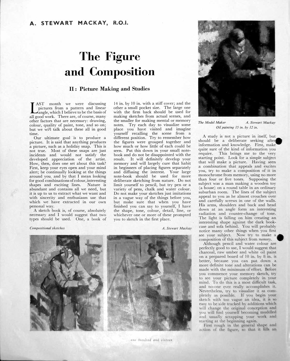 Antique Print As Mackay Figure Composition Model Maker Sketches Farm C1952