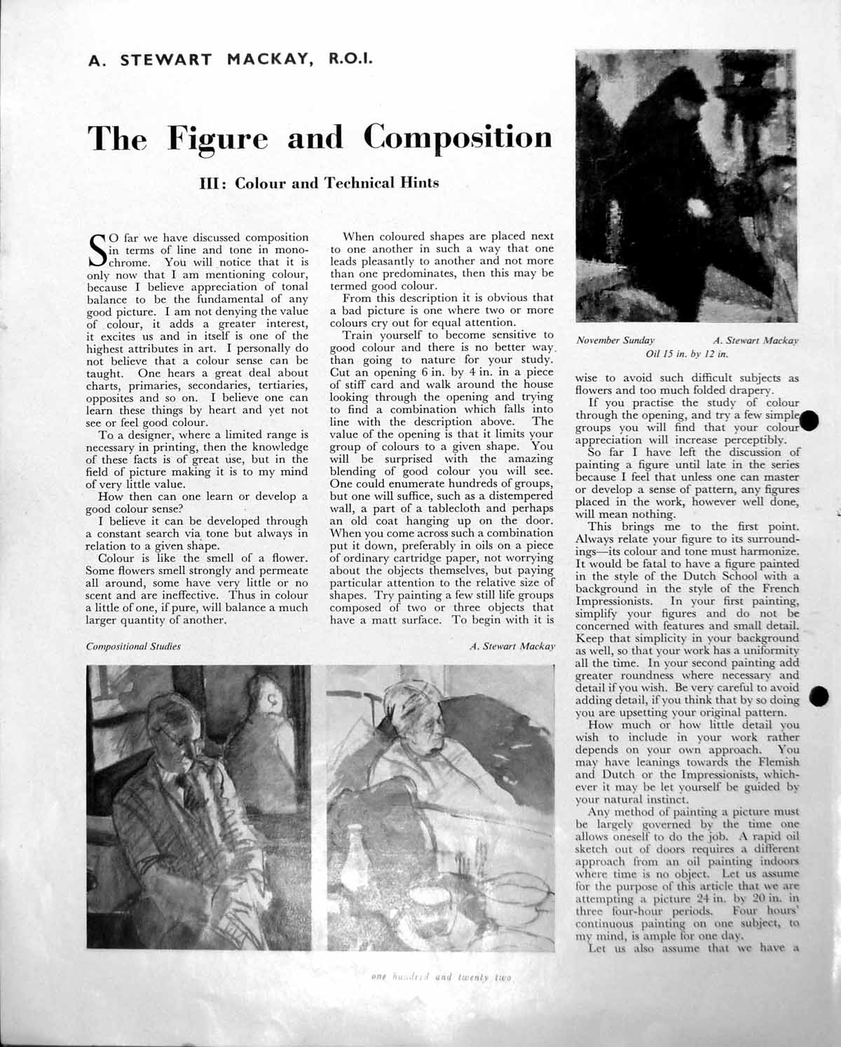 Old Vintage Print November Sunday As Mackay Compositional Studies C1952 20th