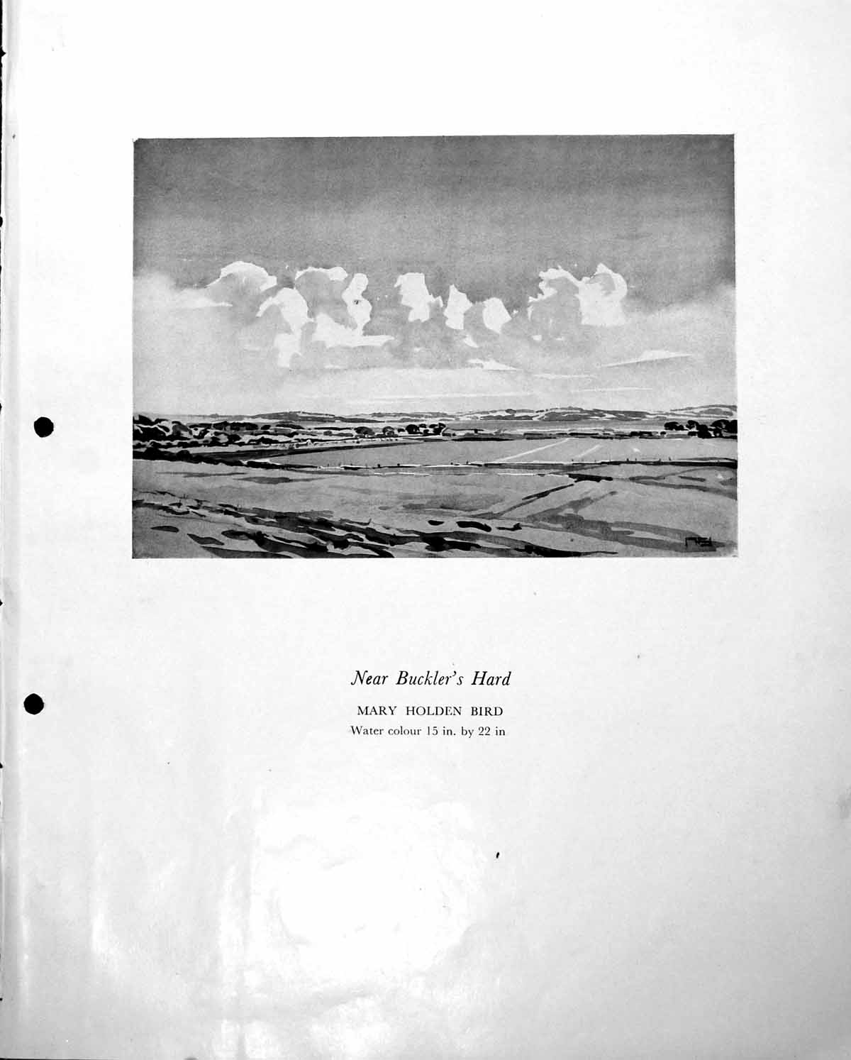 Antique Print Near Buckler'S Hard Mary Hen Bird Open Landscape Fields C1952