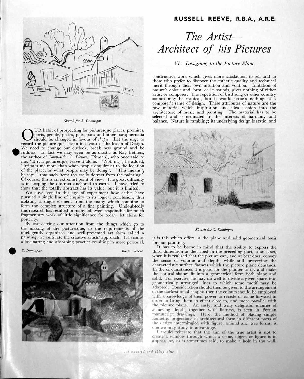 Antique Print S Domingos Sketches Bent Hill Felixtowe Russell Reeve C 1952