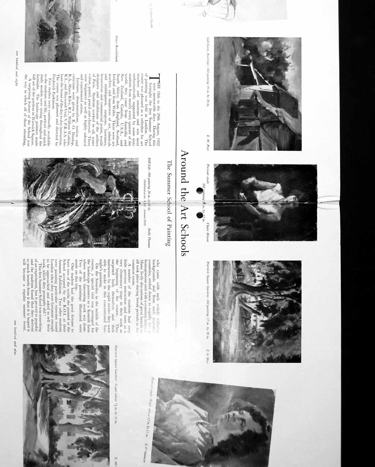 Old Damaged Summer School Painting Kentish Farmland Portraits C1952 20th