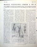 Antique Old Print Mural Painting Preparatory Sketches Sailors Boat Mast 1943