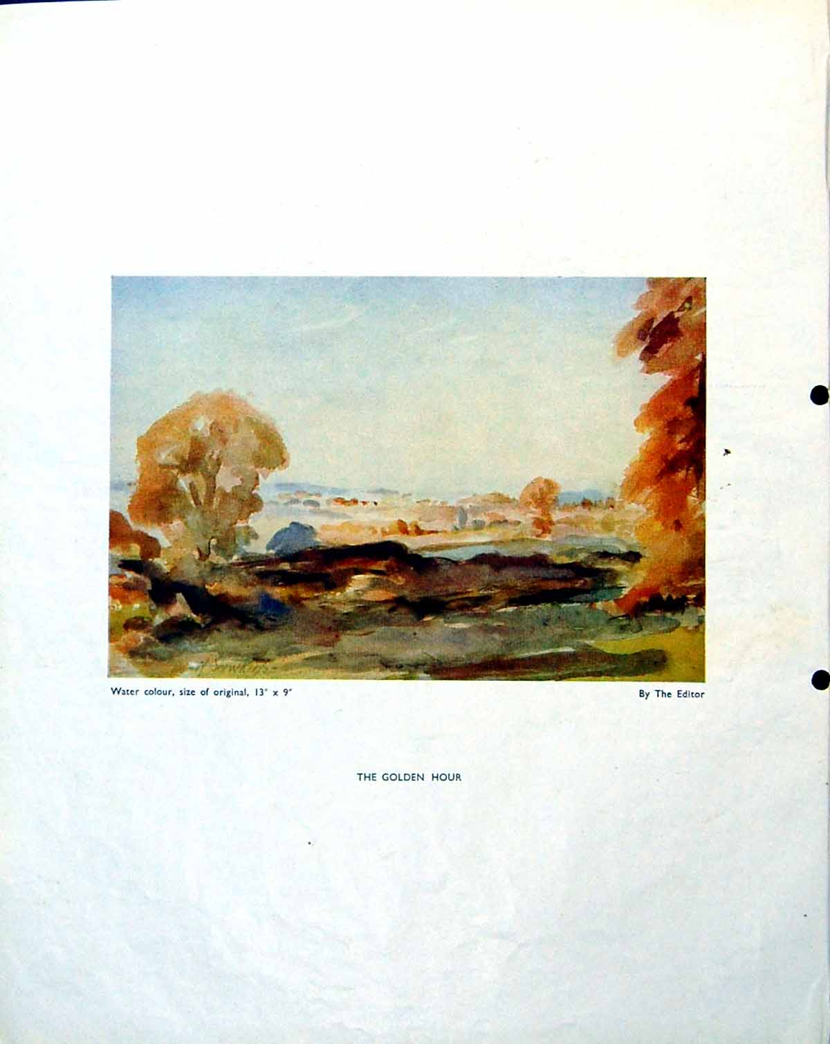 Antique Print Gen Hour Editor Landscape Trees Night Draws Near Boat 1943 20th