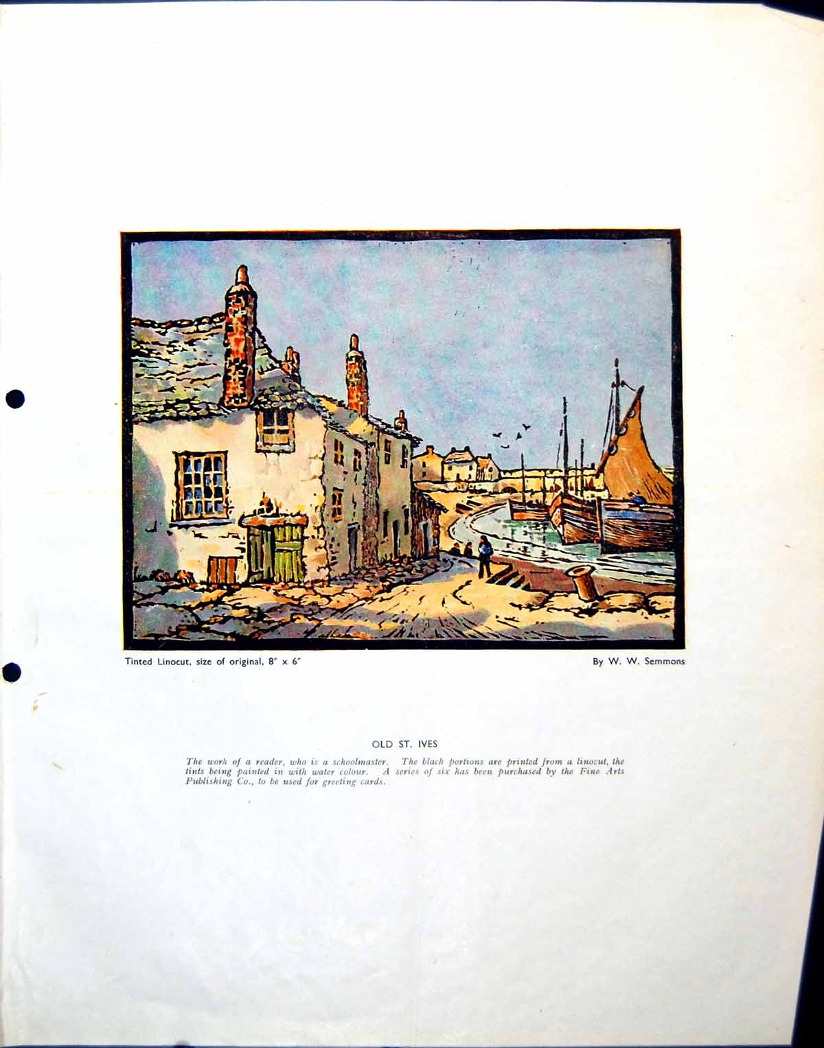 Antique Old Print St Ives Ww Semmons Lighting Effects For Still Life 1943 20th