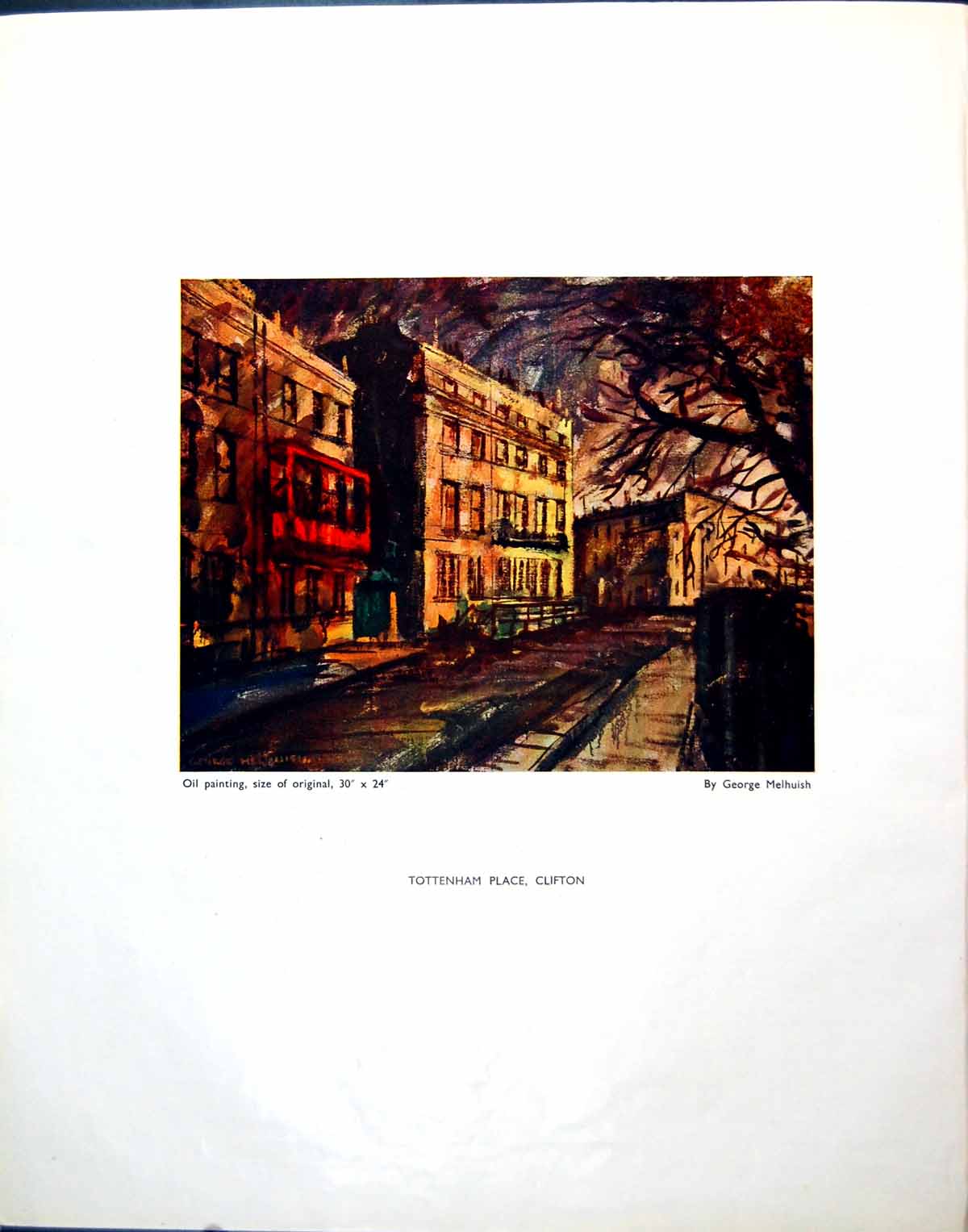 Antique Old Print Tottenham Place Clifton George Melhuish Town Houses 1944 20th