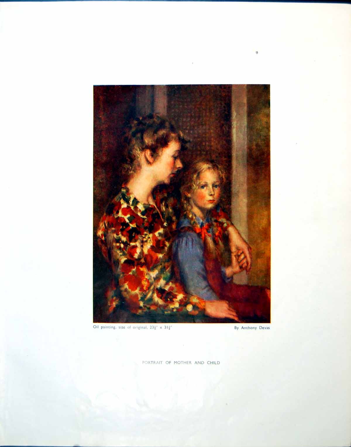 Antique Old Print Portrait Mother Child A Devas Pink Dressing Gown Emma 1944