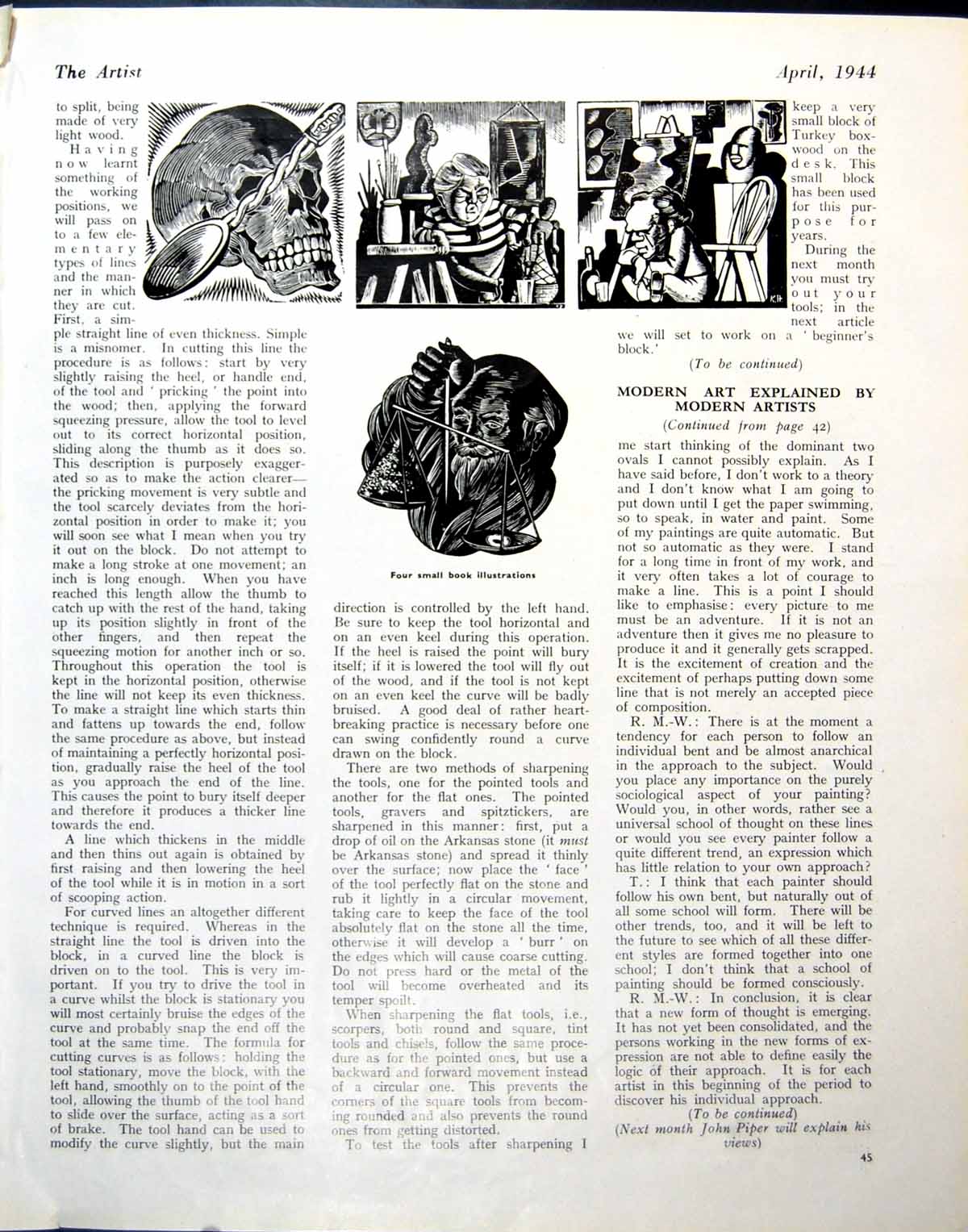 Old Print Four Small Woodblock Book Illustrations Jacket John Nash 1944 20th