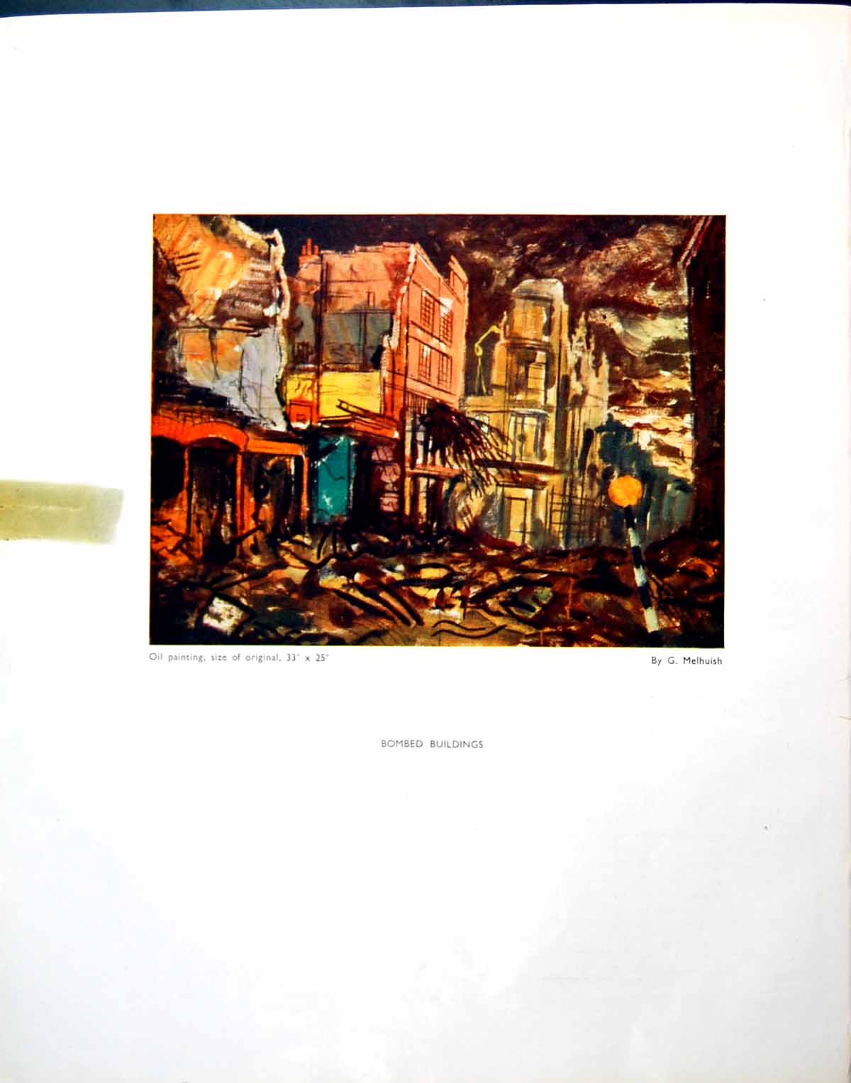 Old Print Bombed Buildings George Melhuish Card Players A Allinson 1944 20th