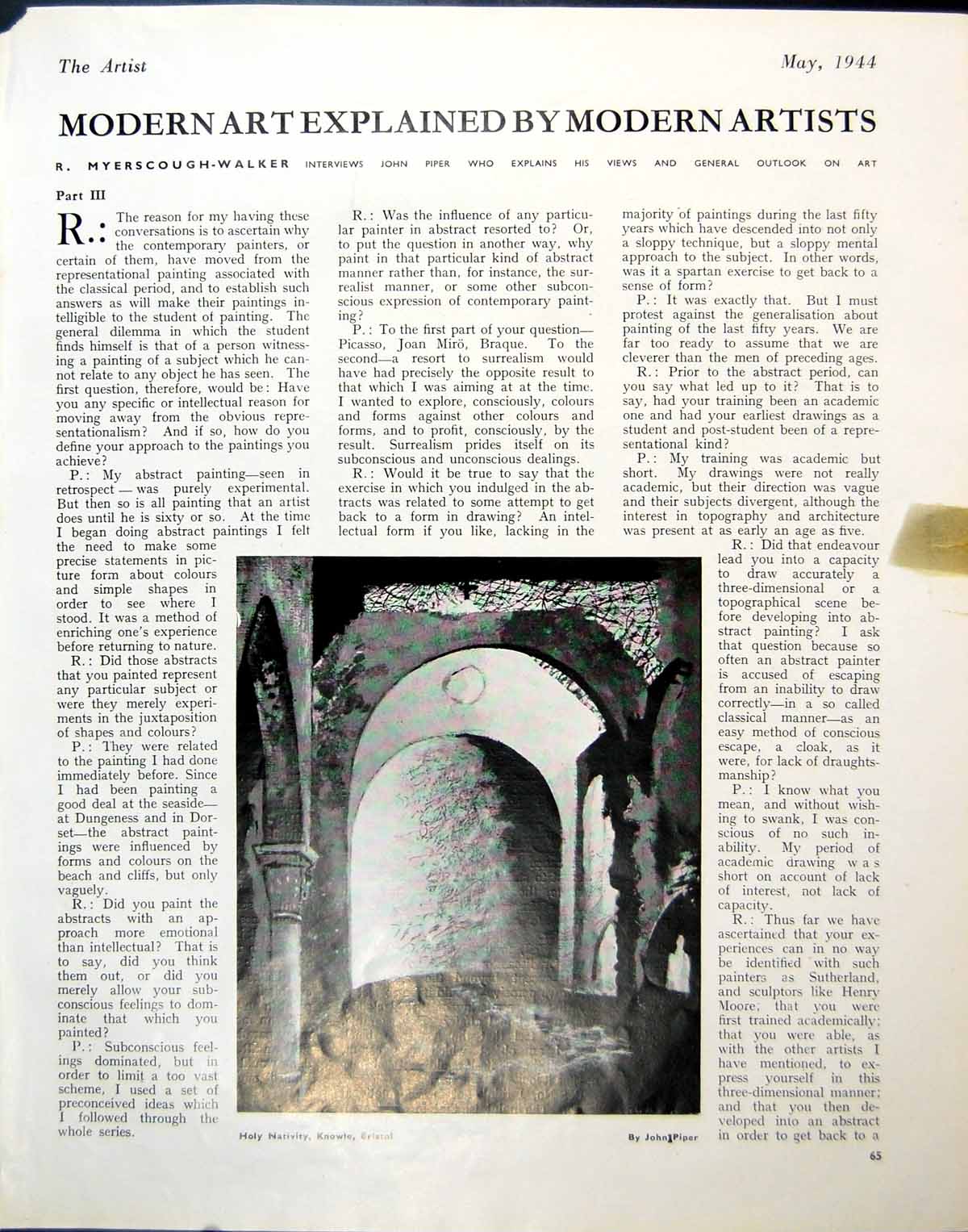 Old Holy Nativity Knowle Bristol Piper Gethsemane Cardiganshire 1944 20th