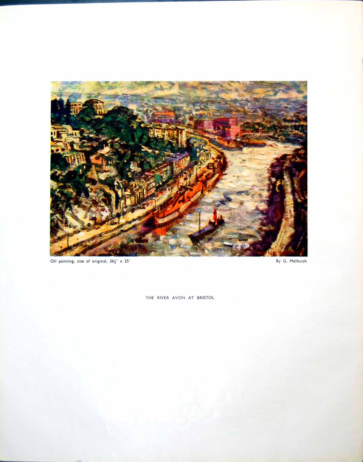 Antique Old Print River Avon At Bristol G Melhuish City Boats Riverside 1944