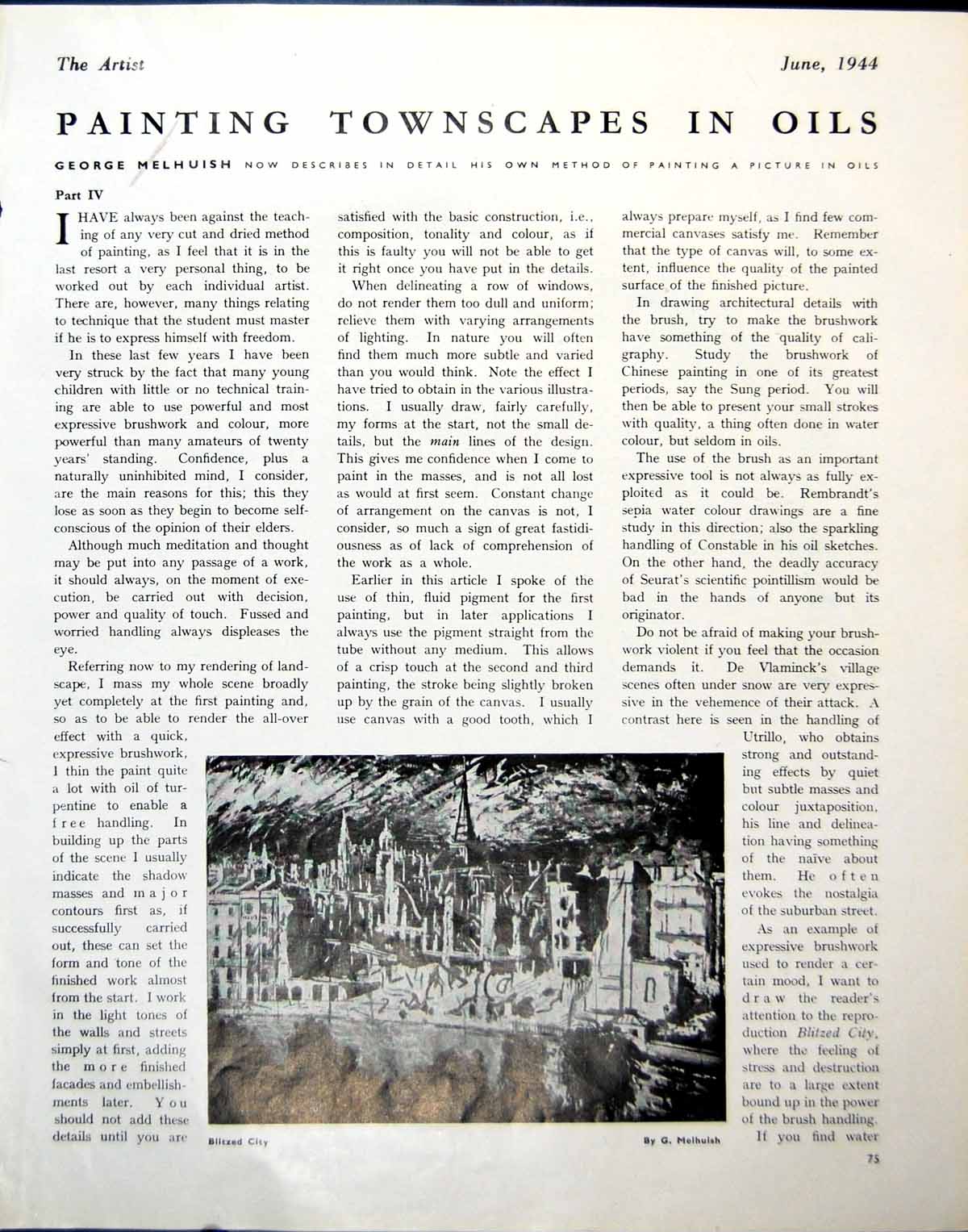 Old Blitzed City G Melhuish In The City Curved Building Fronts 1944 20th