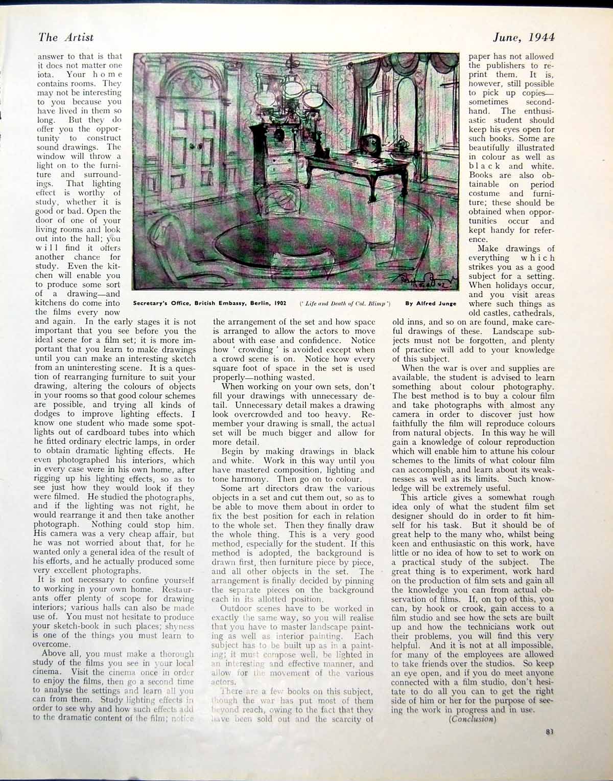 Antique Print Secretary'S Office British Embassy Berlin Junge Morrow 1944 20th