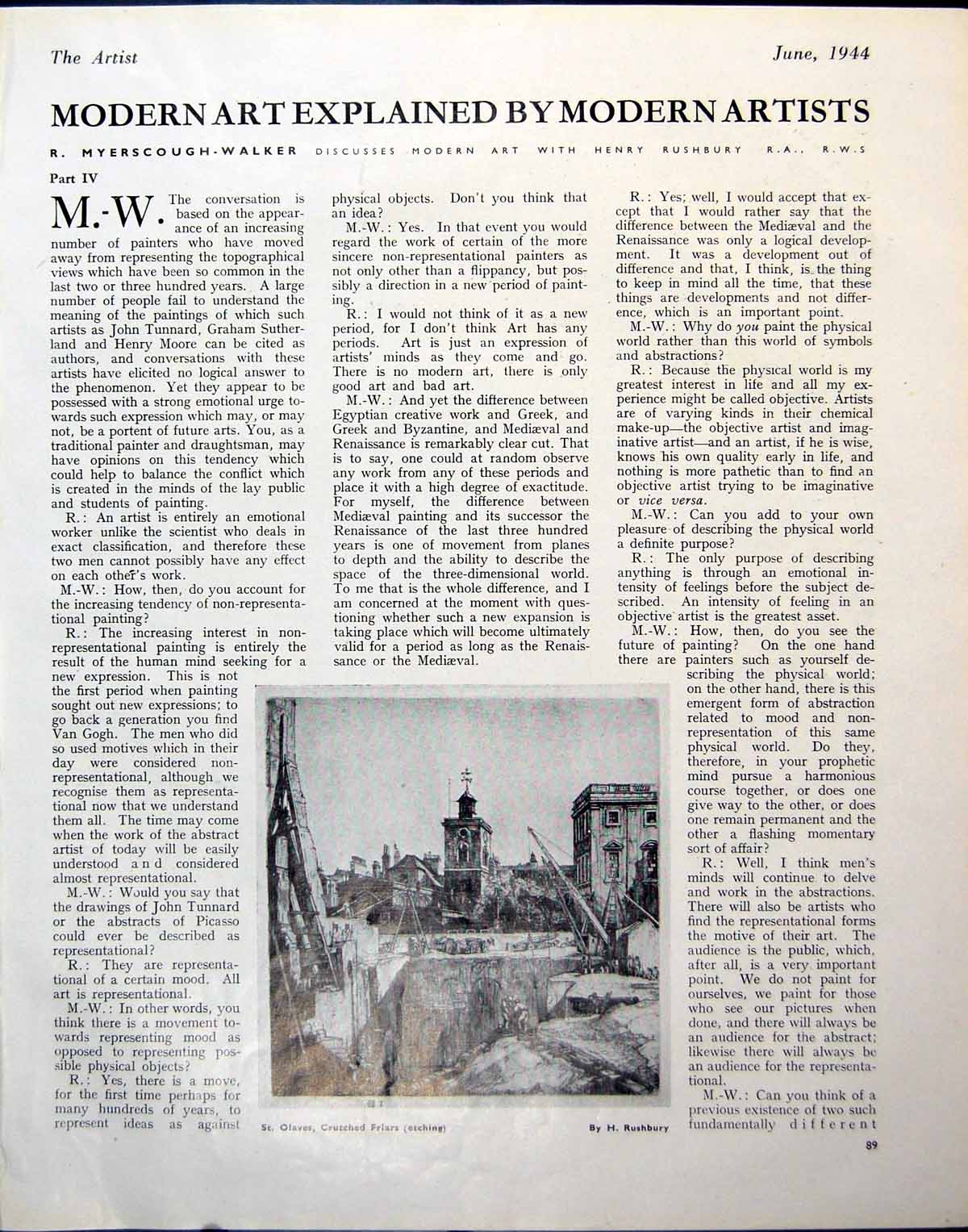 Old St. Olaves Crutched Friars H Rushbury Low Tide La Rochelle 1944 20th