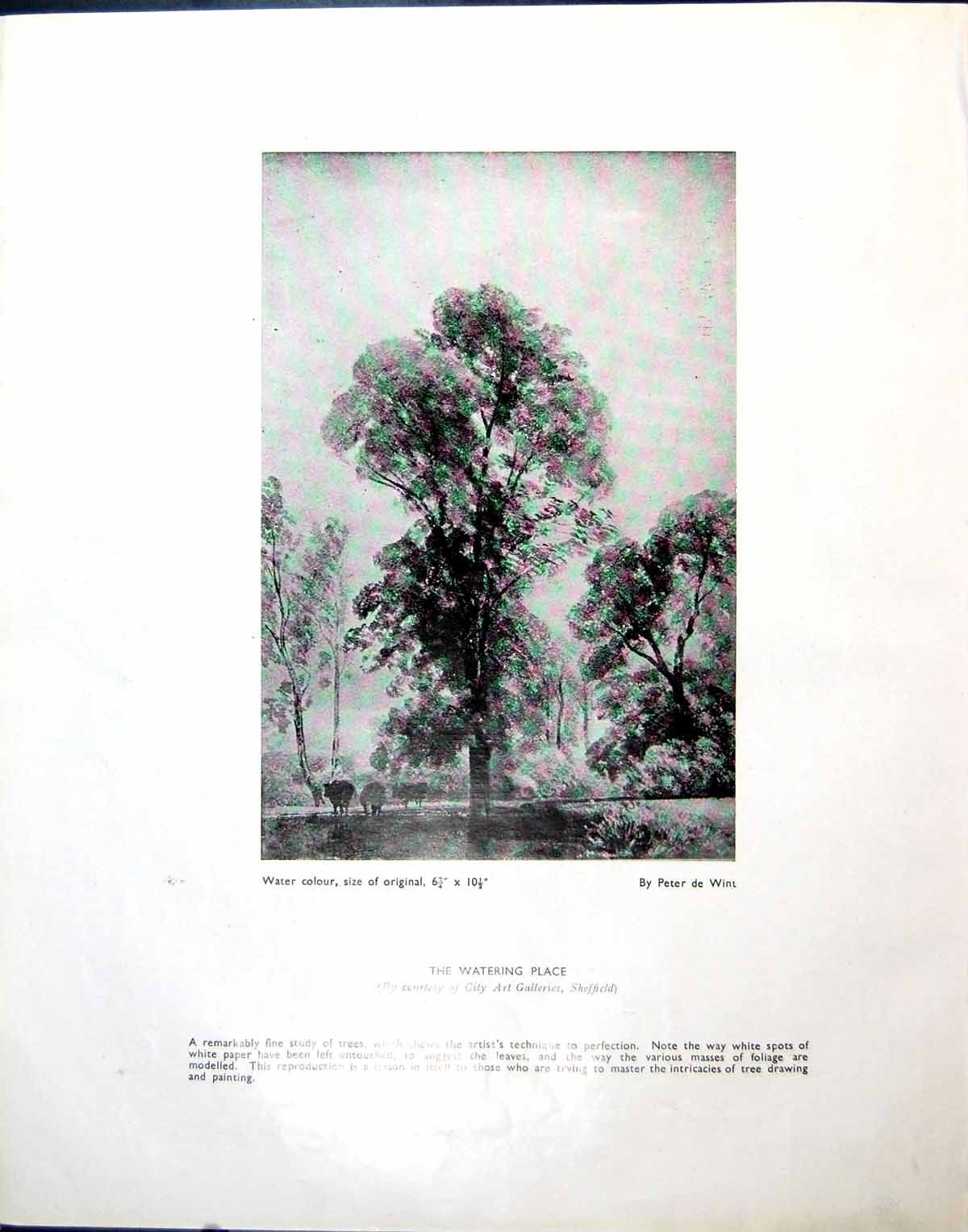 Old Print The Watering Place Peter De Wint John Cowper Powys A Bury 1944 20th